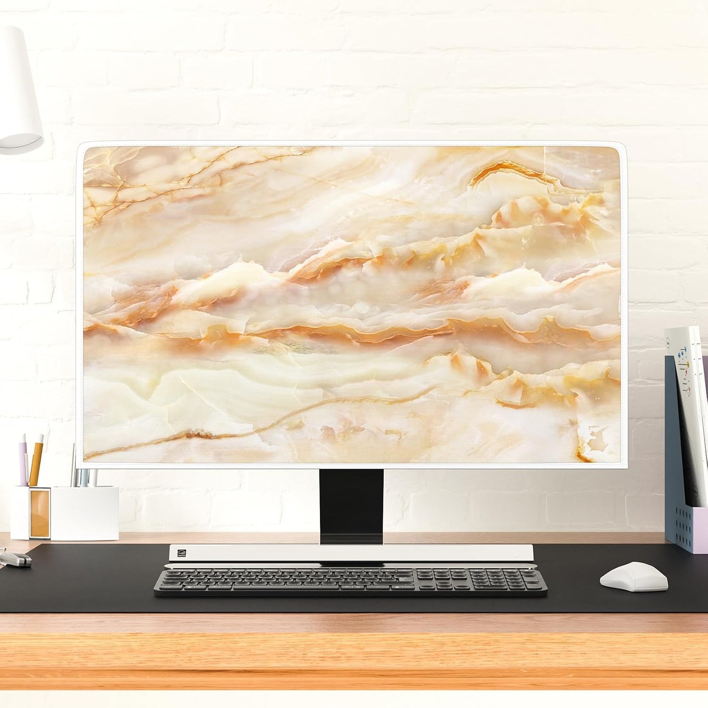 22, 23, 24, 25 Inch Baocicco Abstract Computer Monitor Cover with Marble Design Aesthetic Laptop Computer Cover