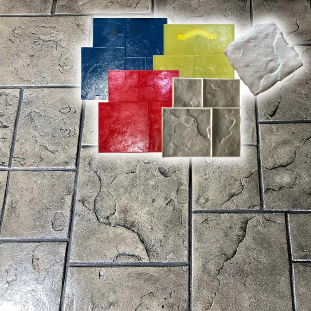 Modern Ashlar Slate Stamps Set of 5 | Made in USA | 24" x 24" | Durable Rigid & Flexible Mats for Driveways, Walkways and Patios – SM 3003/S-5