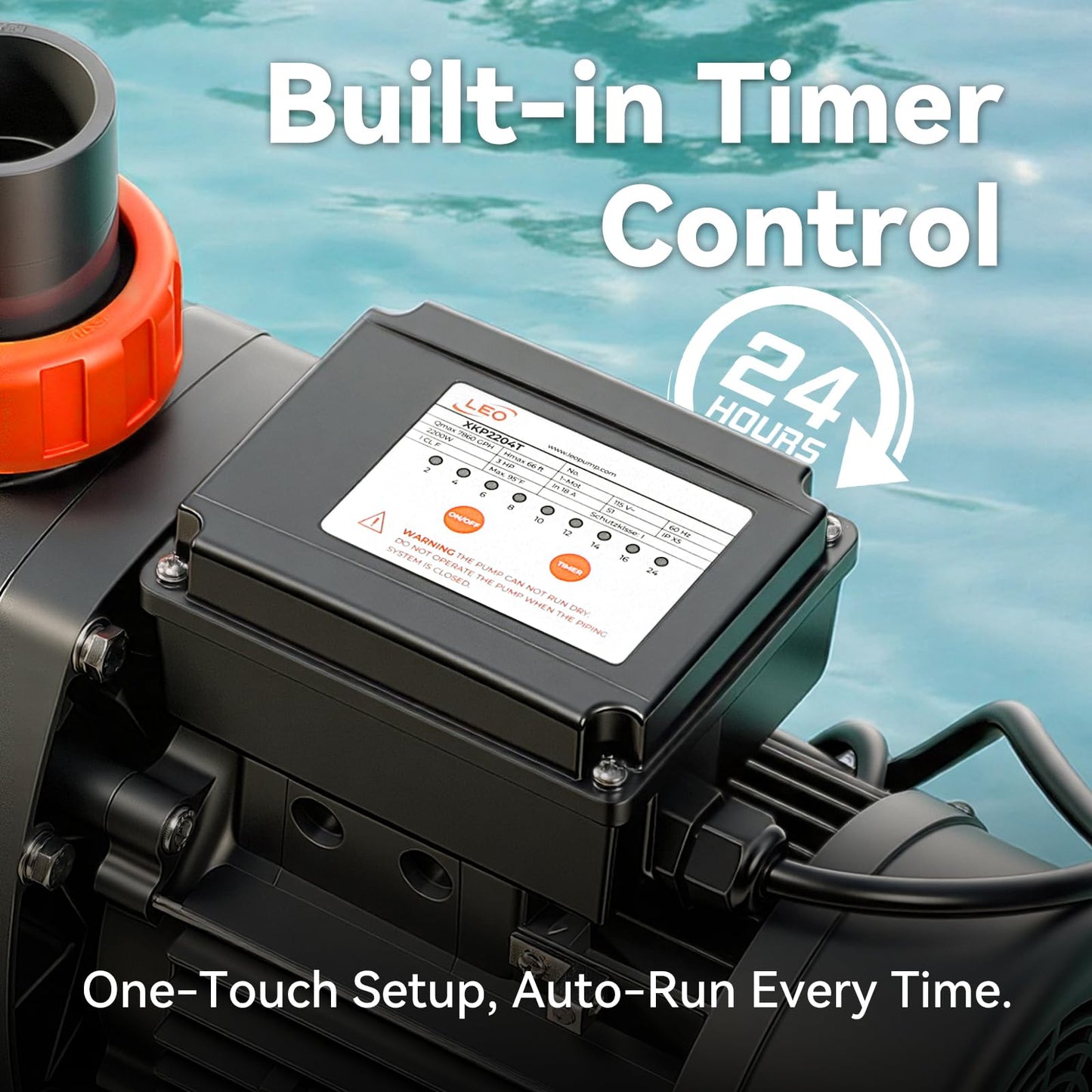 LEO In/Above Ground Pool Pump High Flow Powerful Self Priming Pool Pump,Dark Black