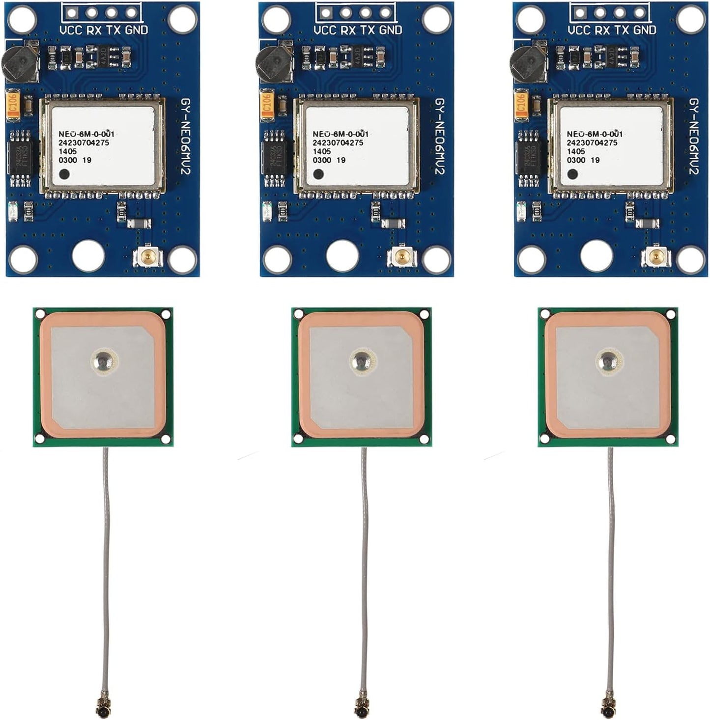 DWEII 3 Set GY-NEO6MV2 NEO-6M NEO6MV2 APM2.5 STM32, ESP32 (3PCS GPS Module with Flight Control EEPROM MWC Large Antenna
