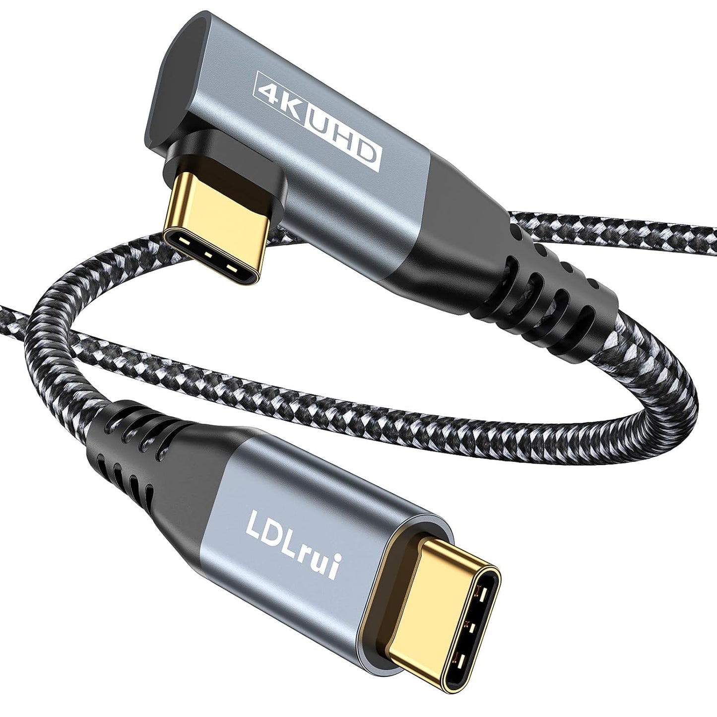 4K 60HZ 3FT, 20Gbps 100W 90 3.2 Gen2x2 17/16, LDLrui USB C Monitor Cable, Display, Right Angle Data Transfer, Charging