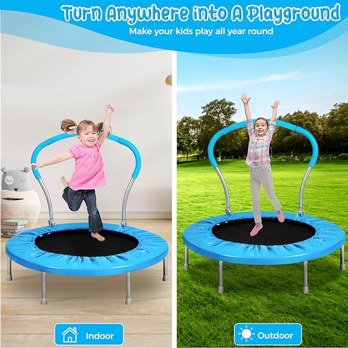 Mini Trampoline for Kids, Indoor Toddler Trampoline with Handle, Child Small Rebounder Trampoline for Indoor and Outdoor Use