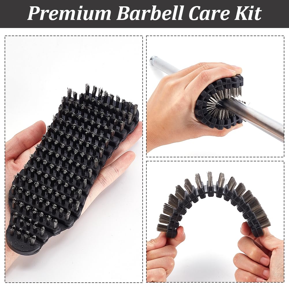 AHANDMAKER 2 pcs Barbell Brush for Cleaning Bars, Flexible Cleaner Metal Brush Barbell Cleaning Brush Scrubber Barbell Care Kit for Cleaning Training Strength Weighted Bars