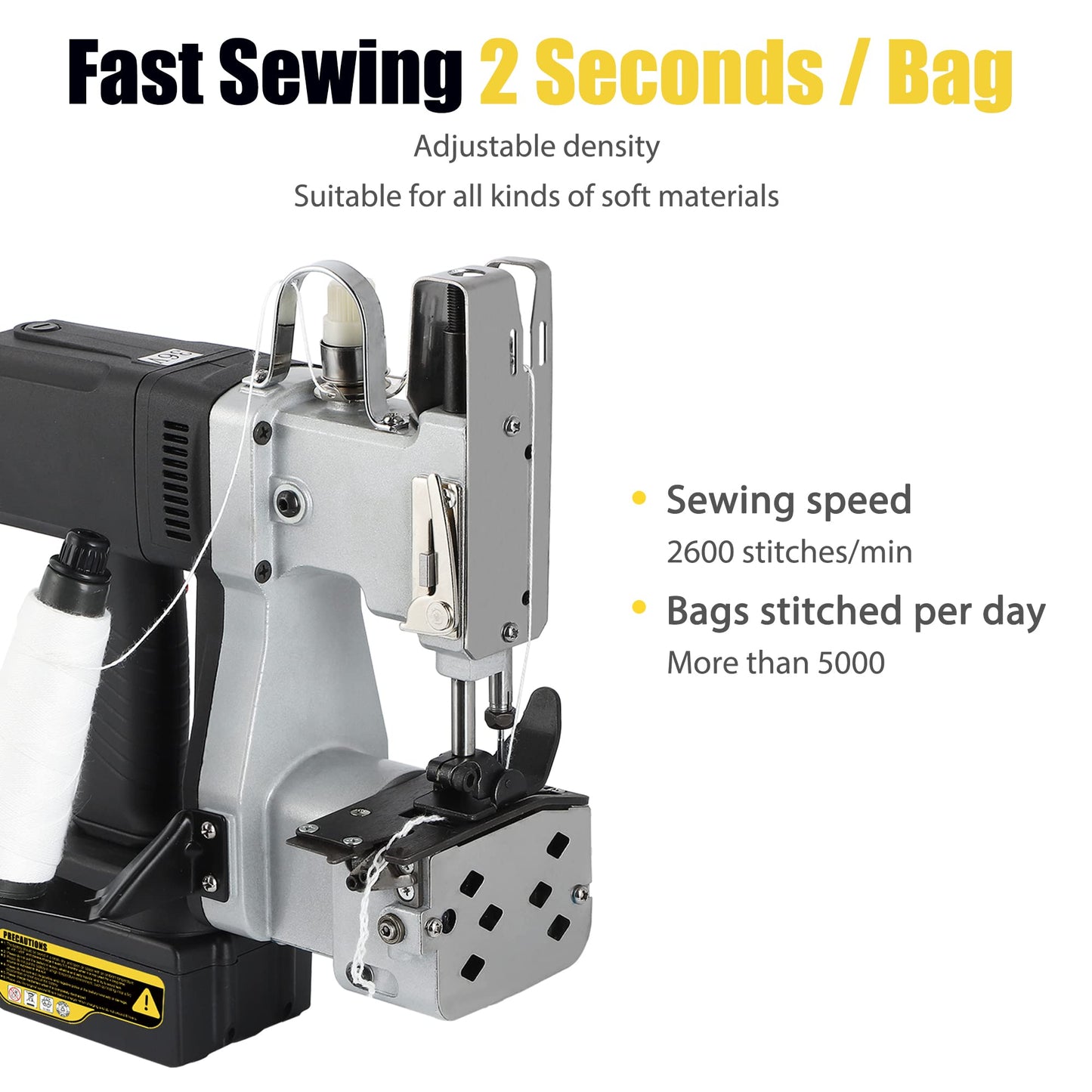 Moonshan Cordless Bag Closing Machine 2s/bag Bag Sewing Machine Cordless Portable Bag Sewer 8.1Lbs Automatic Woven Bag white