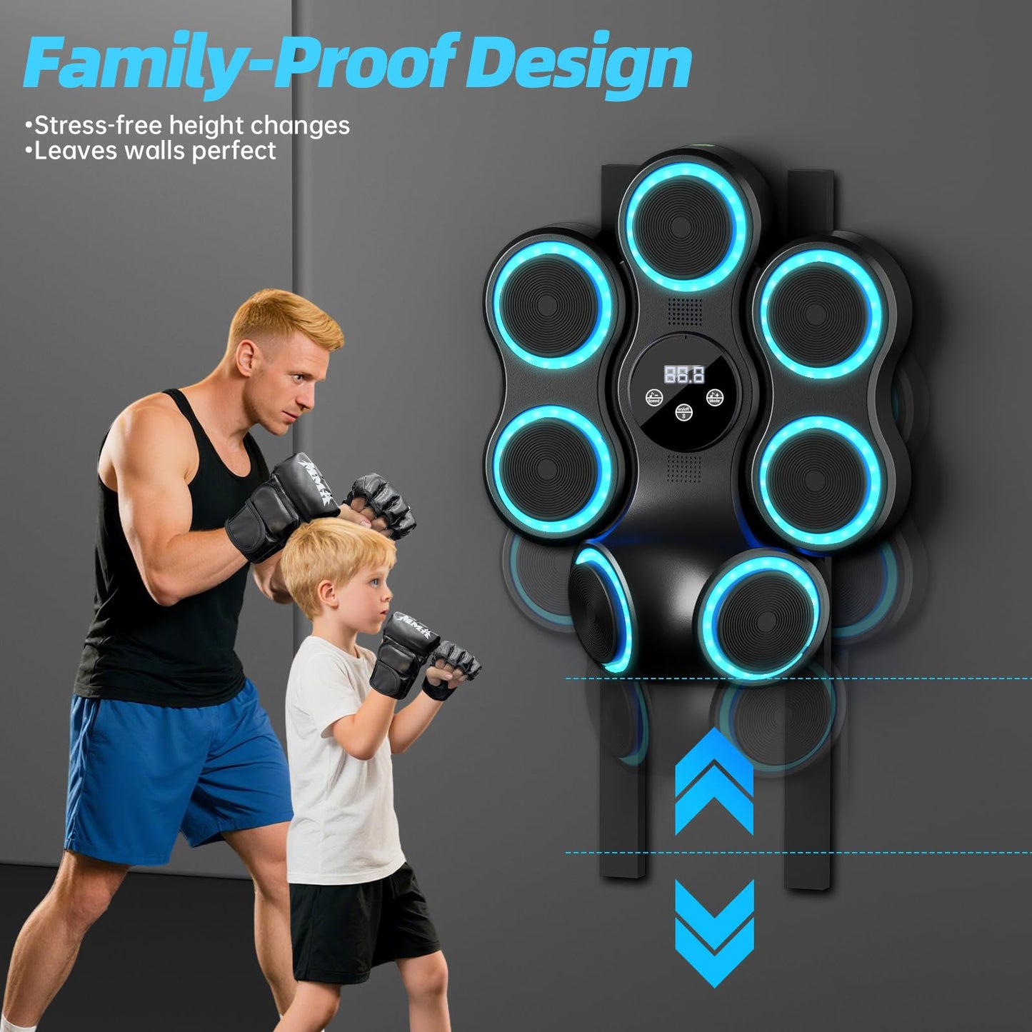 Music Boxing Machine for Adults Kids Interactive Punching Trainer with Boxing Gloves, Large Size Wall Mounted Electronic Boxing Target (Large)