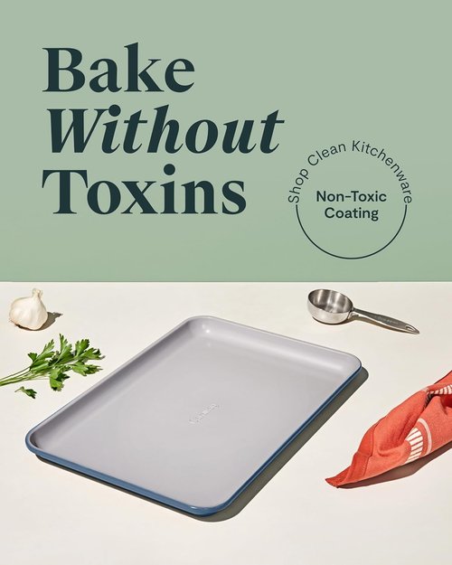 Caraway Non-Stick Ceramic Baking Sheet - Non-Toxic & PTFE Free - Ideal for Baking & Roasting - Medium (15" x 10") - Slate