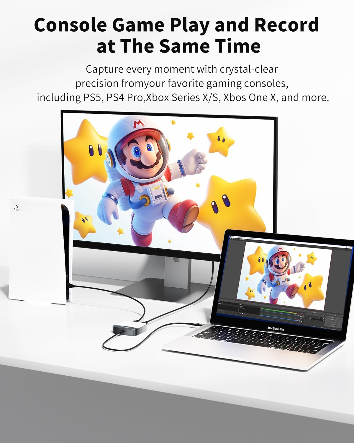 VANGREE 4K 3.0 1080P 60FPS 2/PS5/Xbox/OBS/Camera/PC Capture Card for Nintendo Switch, Audio Video Capture Card, USB C