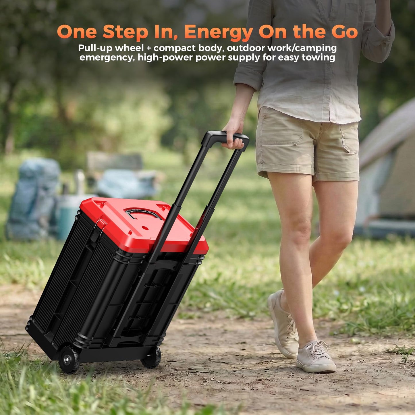 Portable Misting Fan with Wheels, 2-in-1 Rolling Mist Fan with 30L Water Tank, 30000mAh Rechargeable Battery Operated Cooling Station with Remote for Golf Cart, Patio, Camping, Outside & Travel