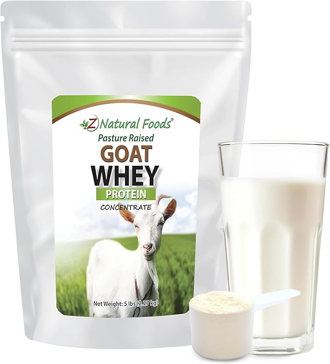 Z Natural Foods Goat Whey Protein Powder Concentrate - Undenatured, Unflavored, Pasture Raised Whey - Clean Goat Protein Powder with Vital Proteins for Weight Management, Immune Support, Fitness, 5 lb