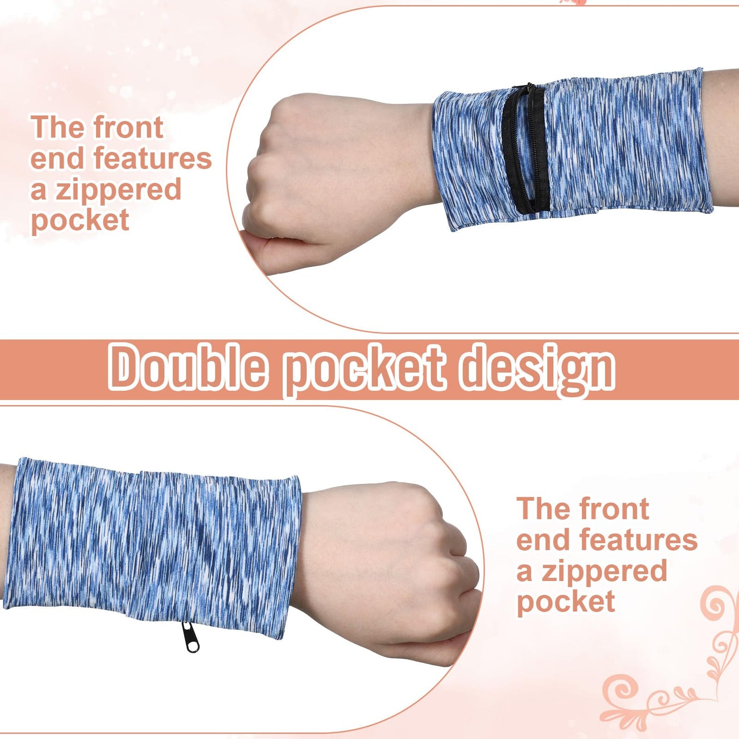 Yuanan 6 PCS Wrist Wallet, Wrist Pouch with Zipper High Elasticity Wristband Wallet Light Comfortable Ankle Wallets Key Card Storage Bags for Women Men Travel Running Walking Hiking-6 Colors