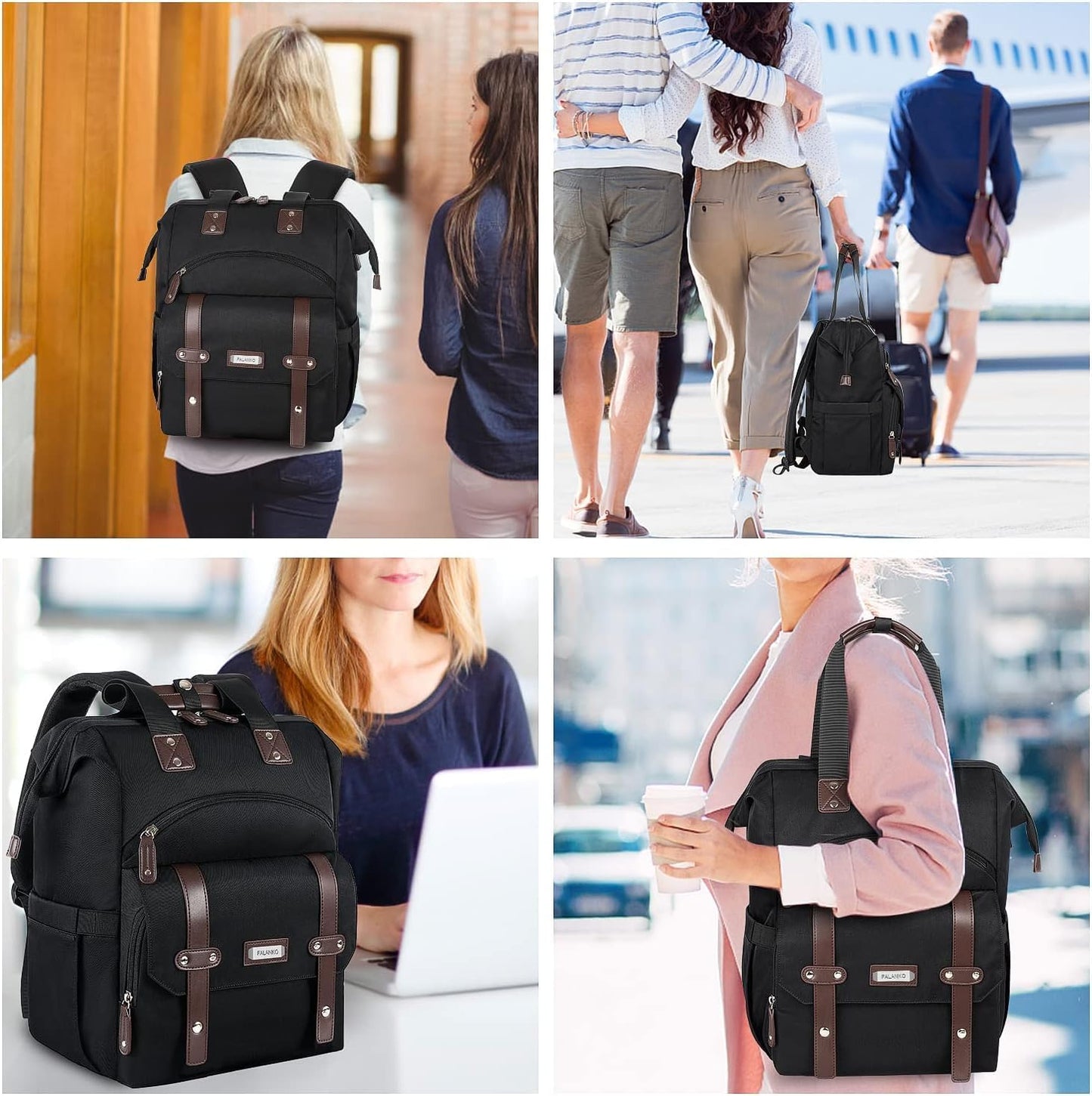 Backpack 15.6 Inch Backpack FALANKO Laptop For Women, Work Doctor Teacher Nurse Wide Open College Laptops Purse
