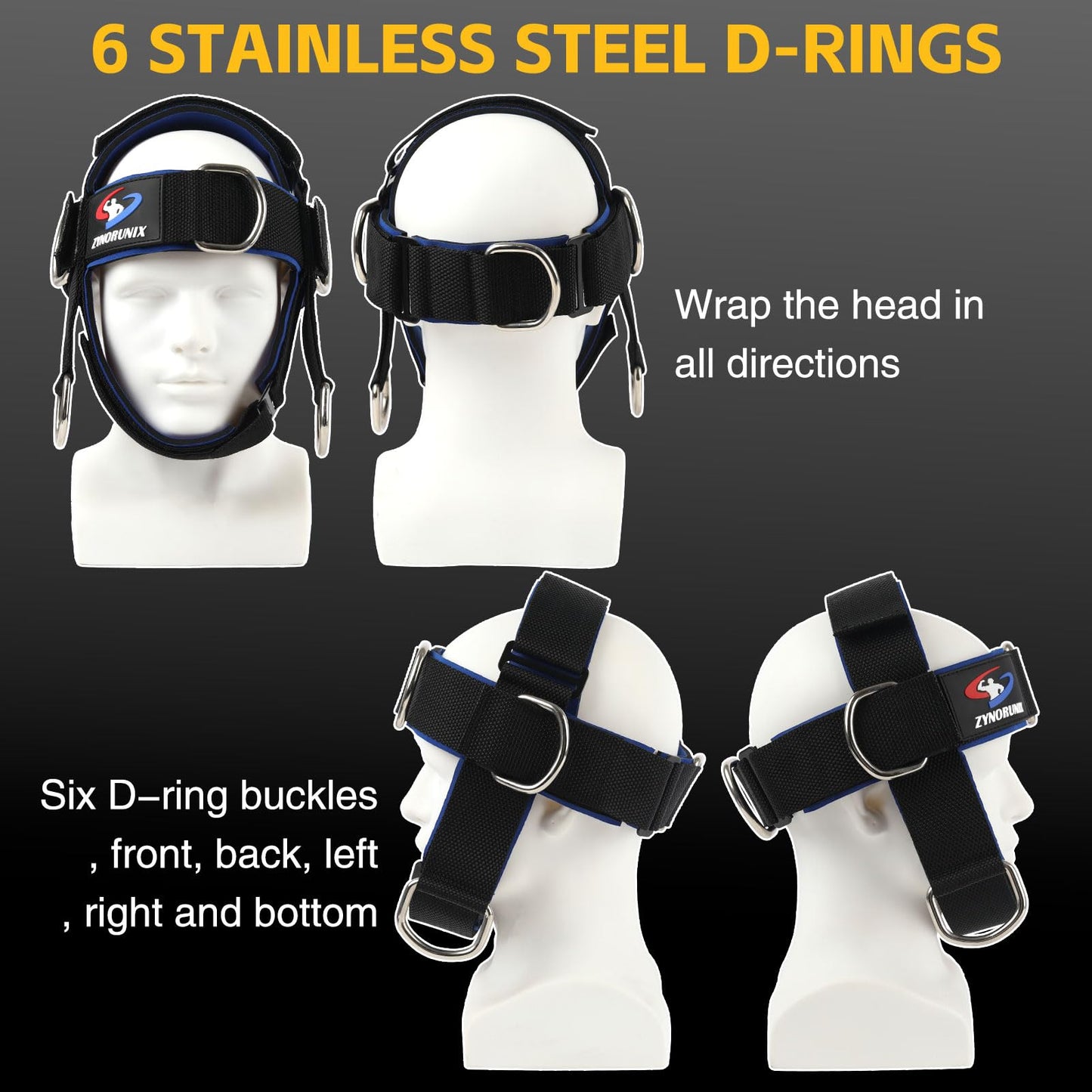 Fitness Neck Head Harness Trainer, Adjustable Chin Strap and Head Harness Strength with Nylon Tether, Neoprene Neck Exerciser for Weight Lifting, Home and Gym Use, Black