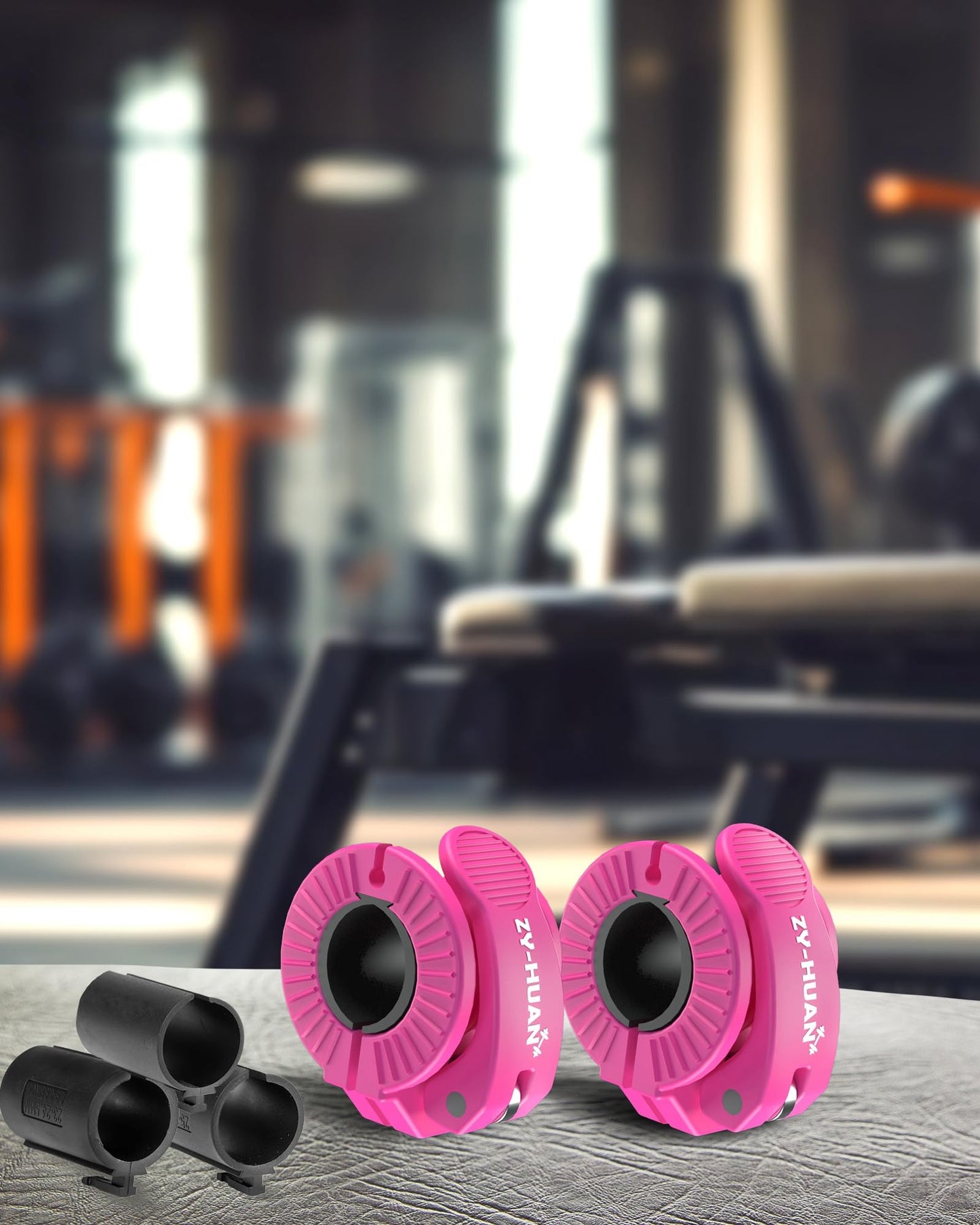 ZY-HUAN Pro Barbell Clips 1 inch Barbell Clamps 0.9-1.18inch Quick Release Weight Clips for Bars Multi-Size Adjustable Olympic Barbell Clamps (Rose)