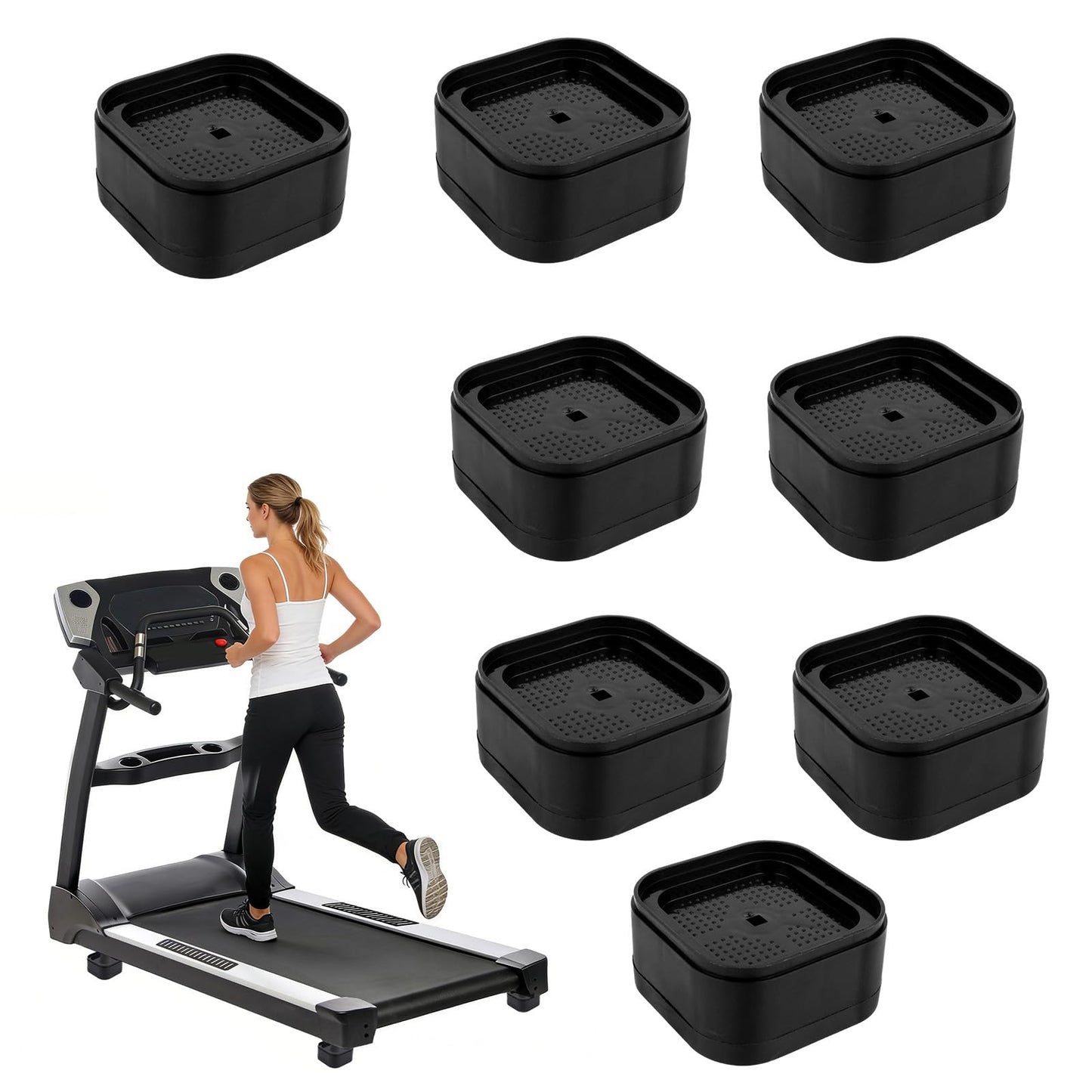 Penitue 8pcs Treadmill Incline Riser Blocks, Walking Stackable Height Adjustable Incline Blocks Pad Attachment Non-Slip Upgrade Ramp for Home Gym Leveling & Uphill Workout Treadmill Accessories