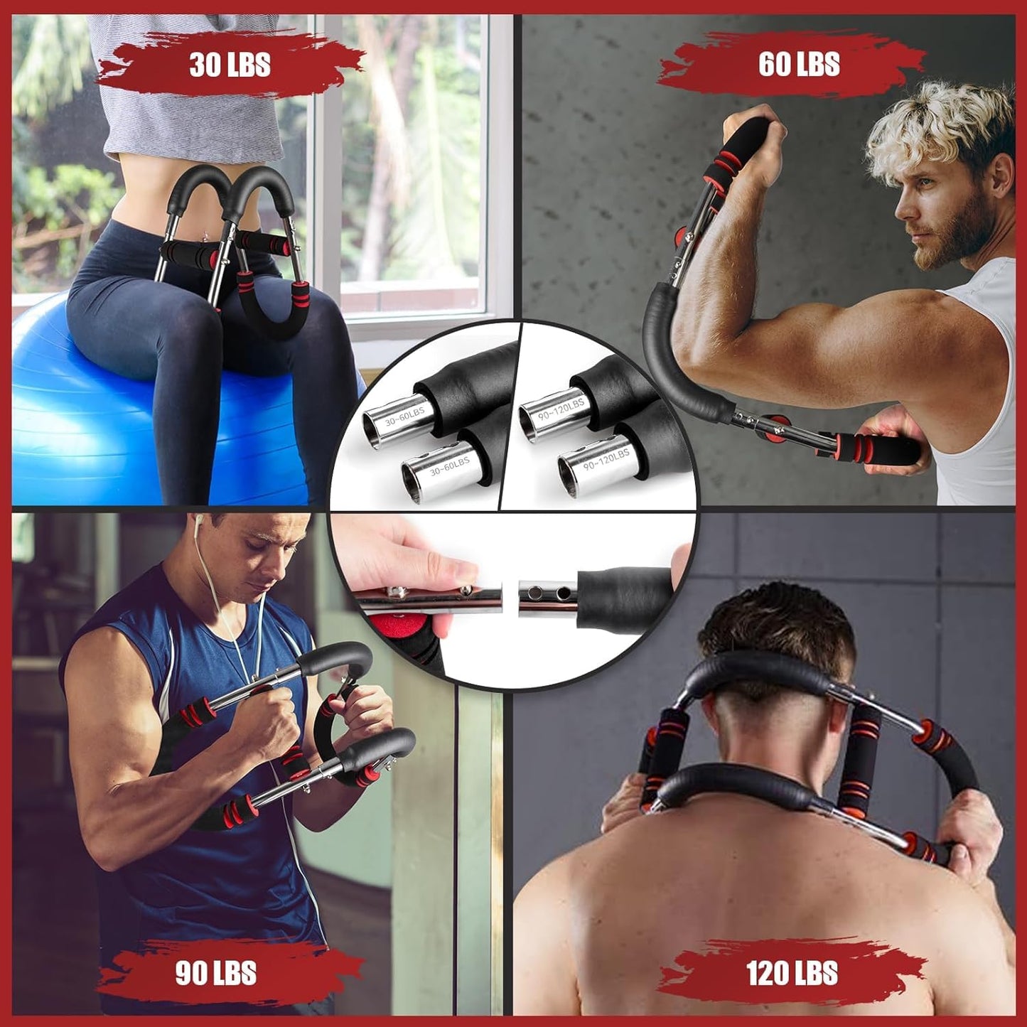 Aomoyun Arm Trainer,Adjustable Chest Expander,Chest Workout Equipment,Arm Exerciser,Portable Home Gym Equipment Upper Body Strength Training Machine for Men & Women. (70-110lbs)