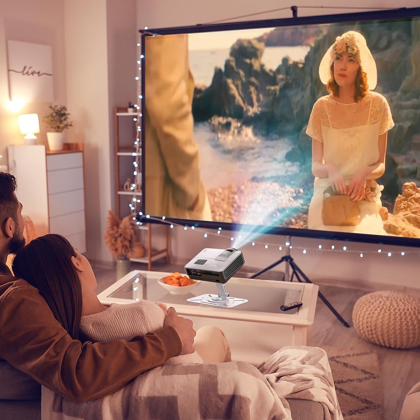 3-in-1 1/4-Inch 360-degree Projector Stand with Cable Ties Desk, Wall and Ceiling Mount with Thread, Foldable, Height