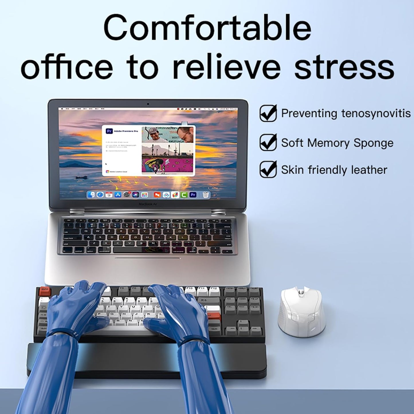 22 1 Ergonomic Keyboard Wrist Rest Cleaning Kit, in Cleaning Kits Wrist Rest for Keyboard, Non-Slip Springy Sponge