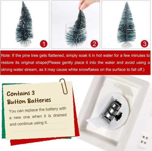 Fovths LED Lighted Ceramic Winter Village Figurines - 39-Piece Holiday Desktop Ornament Set