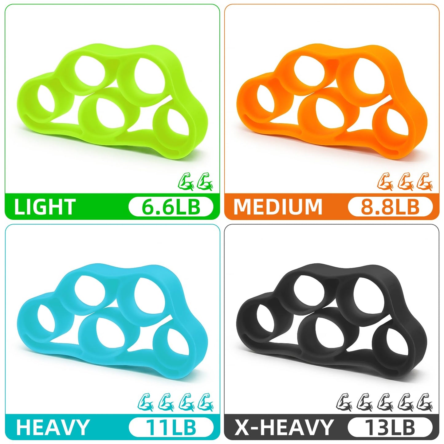 Finger Stretcher 4 Pack Finger Extensor Bands Hand Resistance Bands Finger Strengthener Finger Exerciser Hand Extension Exerciser Extensor Trainer for Grip Strength Rehab Climbing Training