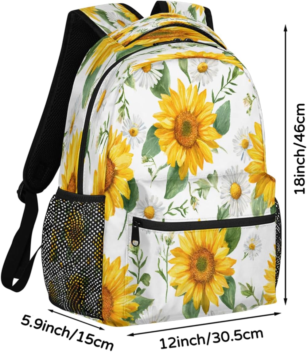 Wicewott Backpack 18in Backpacks Pack Backpack Yellow Sunflower Bouquet for Women Men Large Capacity Waterproof Laptop