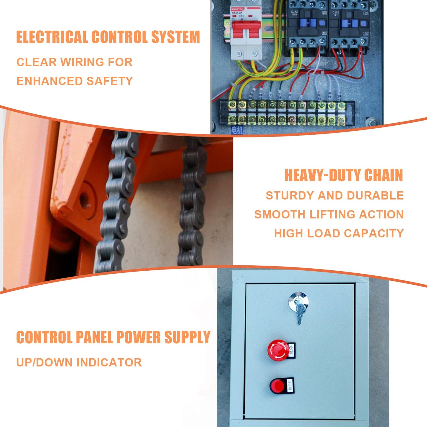 2200Lbs Load Electric Lift Platform 9.8FT Lifting Height Home Elevator Wall Mounted Hydraulic Lifting Rail Hoist for Home、Factory、 Warehouse