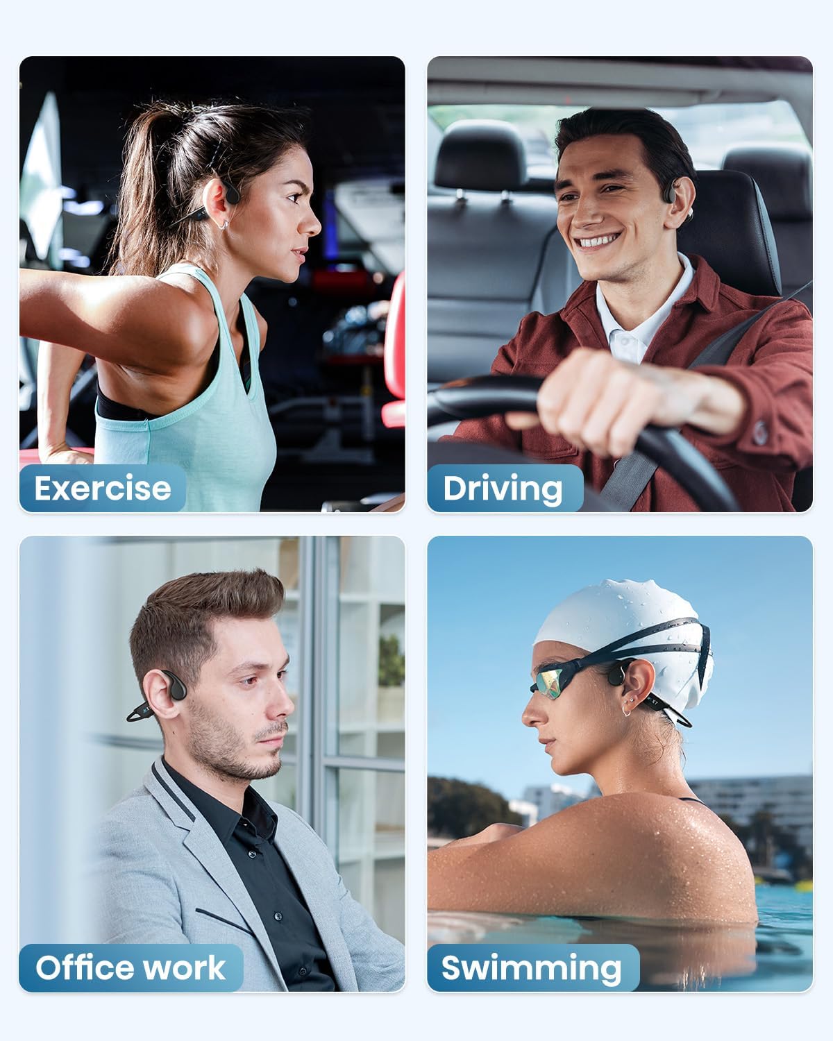 Swimming IP68 MP3 32G Swimming 5.4 SAMVEK Headphones Bone Conduction Headphones, Waterproof Wireless Earphones Built