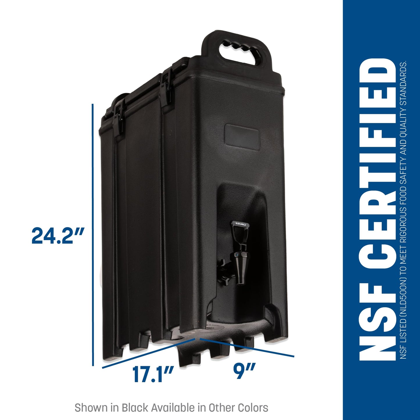 Carlisle FoodService Products Cateraide Insulated Beverage Dispenser with Handles for Catering, Events, Kitchens, And Restaurants, Plastic, 5 Gallons, Black