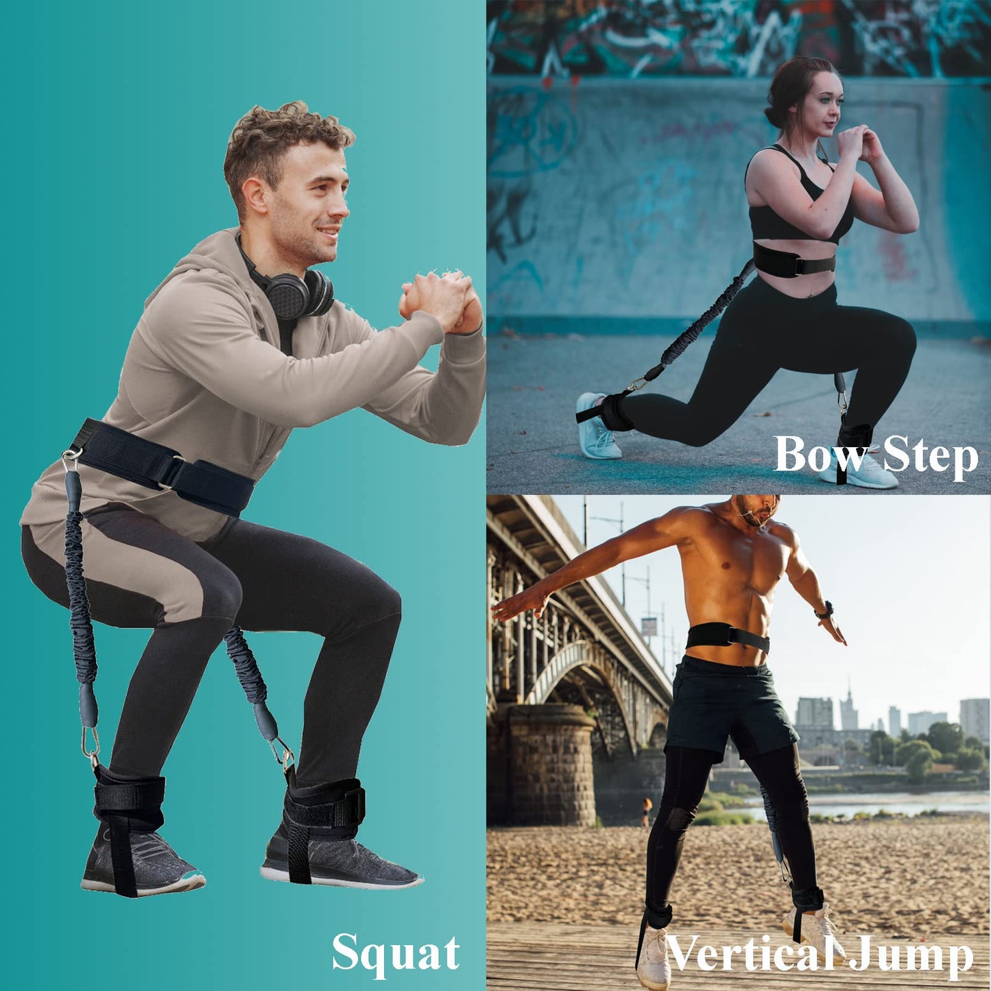 CORECISE Vertical Jumping Trainer,Leg Strength Training Resistance Band for Agility Speed Basketball Volleyball Football Jump Training 60LB