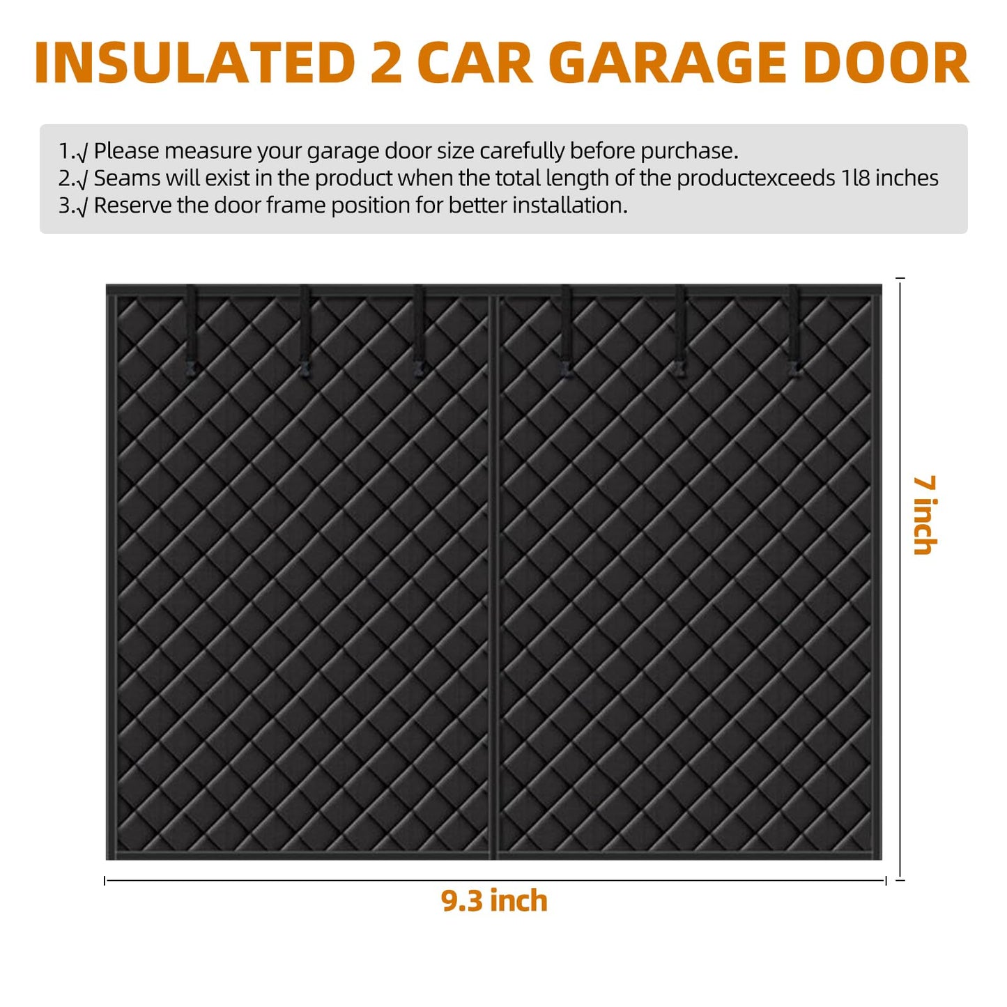 Garage Door Insulation Blanket, Car Garage Thermal Door Cover for Winter Kit - Magnetic Garage Insulation Curtain (Curtain Size 9.3x7FT)| Warehouse & Studio (Fit Door 9x7FT)