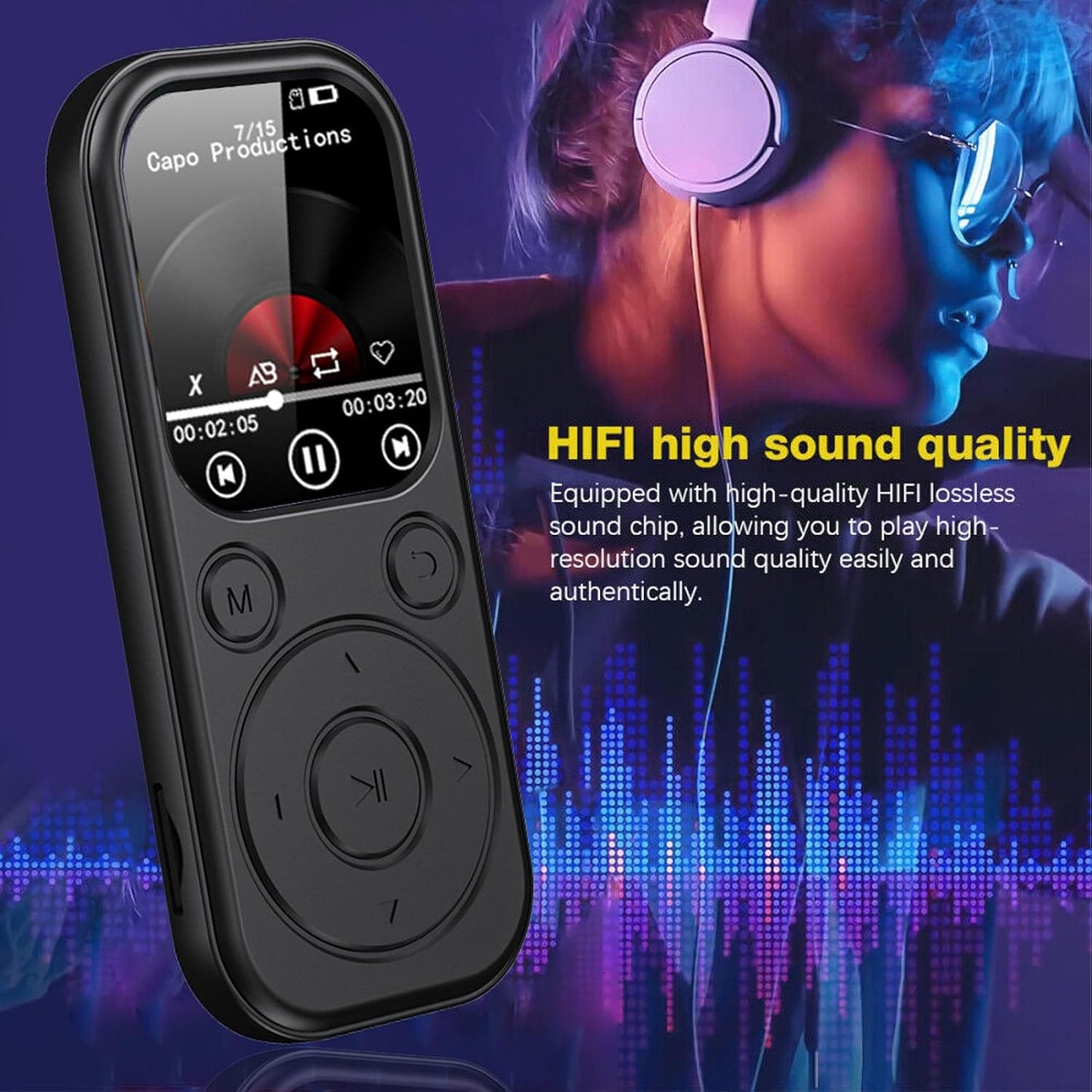 Bewinner MP3 5.4, 2.01 Inch 128GB Player with Bluetooth HiFi Sound Quality Portable Music Player with Screen