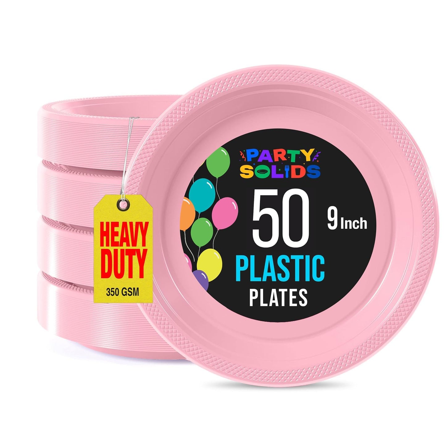 Exquisite Party Solids Pink Plastic Plates For Party Supplies 9" Pink Disposable Plates Heavy Duty 50 Pcs Plastic Dinnerware Sets Heavy Duty 350 GSM Disposable Dinnerware Set
