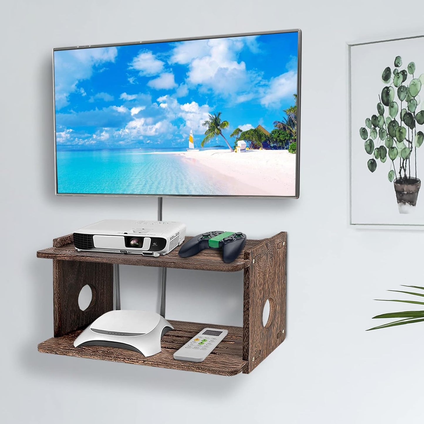 Floating Projector Shelf Rack Router Shelf Wall Mount Holder TV Stand WiFi Router Storage Box Modem Cable Box Cover