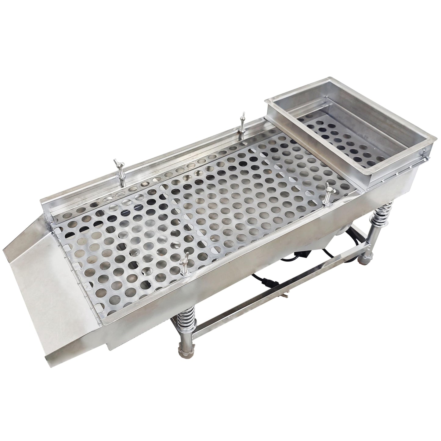 TECHTONGDA Straight Vibrating Sieve Screen Shaker Electric Linear Sifter Machine Stainless Steel One Layer One Motor 20mm Screen Size 11.8×29.5inch 110V