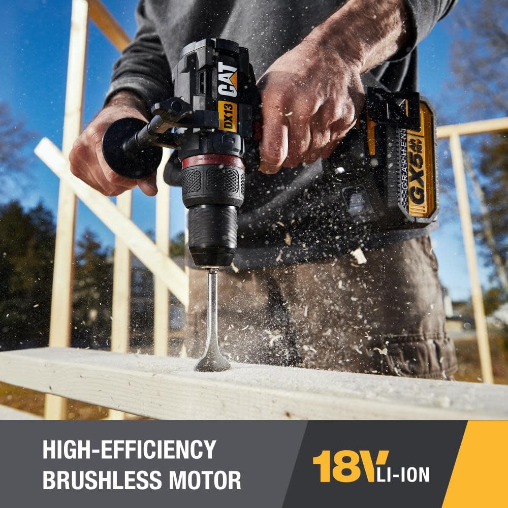 Cat® 18V 1 FOR ALL ½” Cordless Hammer Drill with Brushless Motor and Graphene Battery - DX13