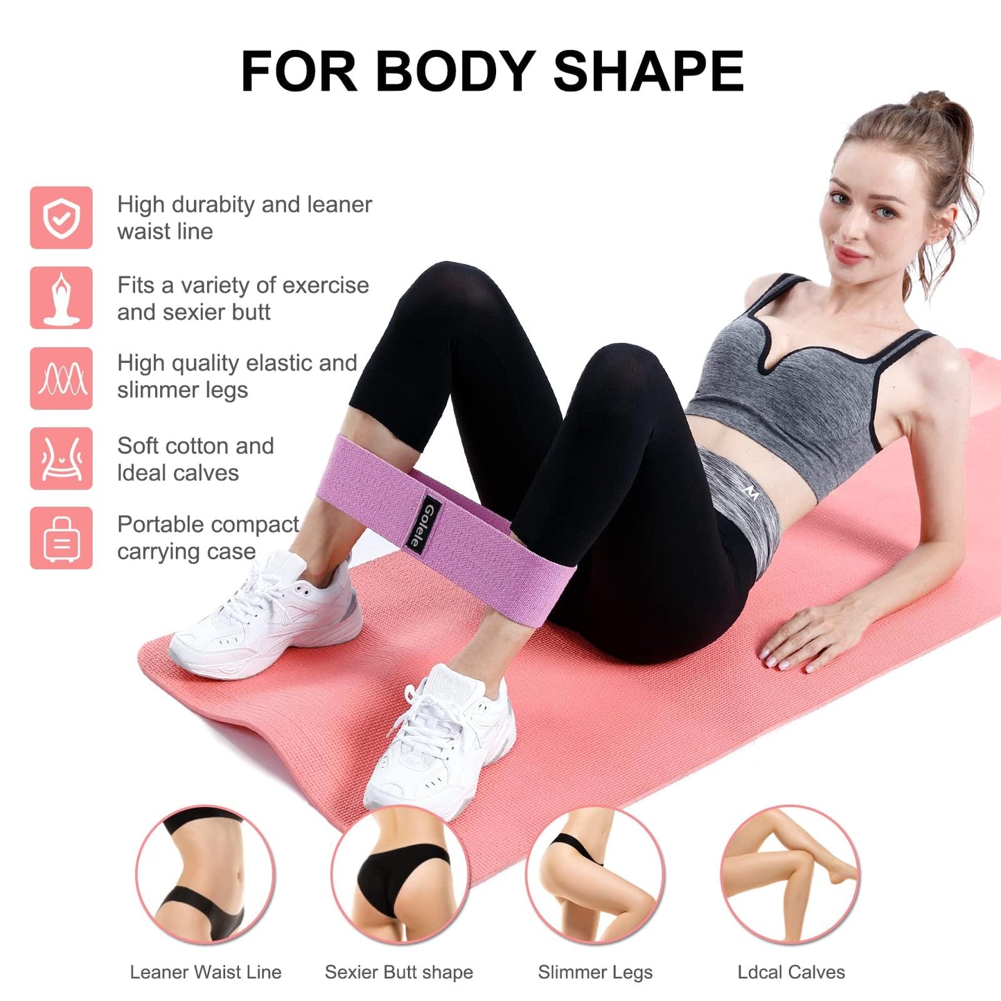 GOLELE Resistance Bands for Working Out 3 Booty Bands- Light Medium Heavy Fabric Exercise Bands for Home Gym, Full Body Workouts, Legs, Hip, Glutes, Arms, Yoga, Latex Fitness Bands for Women and Men