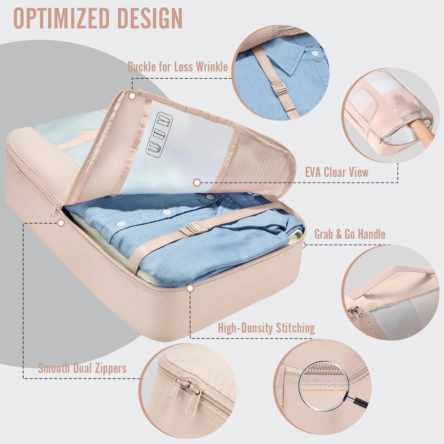 Veken Packing Cubes Set - Essential Travel Organizers for Beach Vacations | Includes Hanging Toiletry Bag