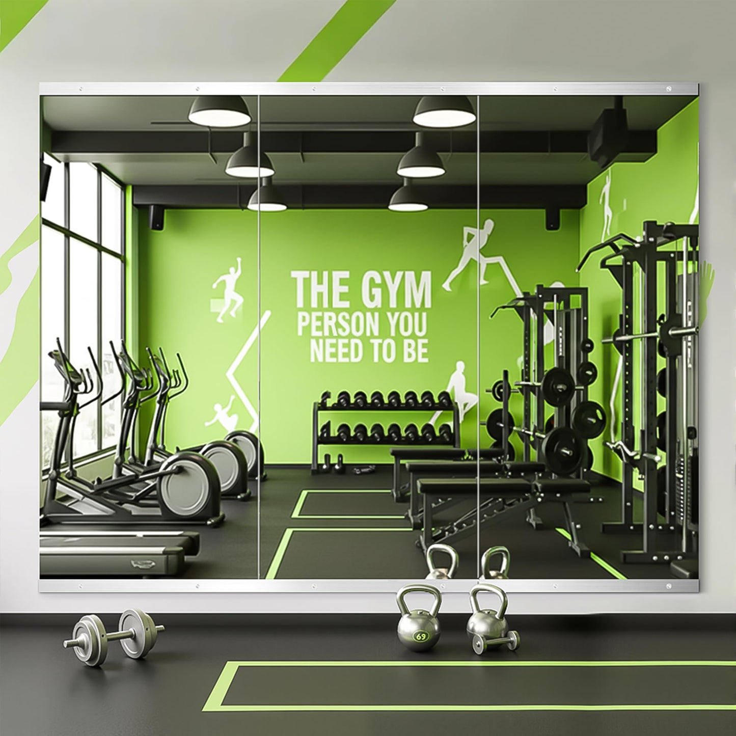 FICTOR Home Gym Mirror for Wall, 50"x25"x3 PCS Large Workout Mirrors with Tempered Glass, Full Length Frameless Body Mirror for Garage, Dance, Yoga, Bedroom