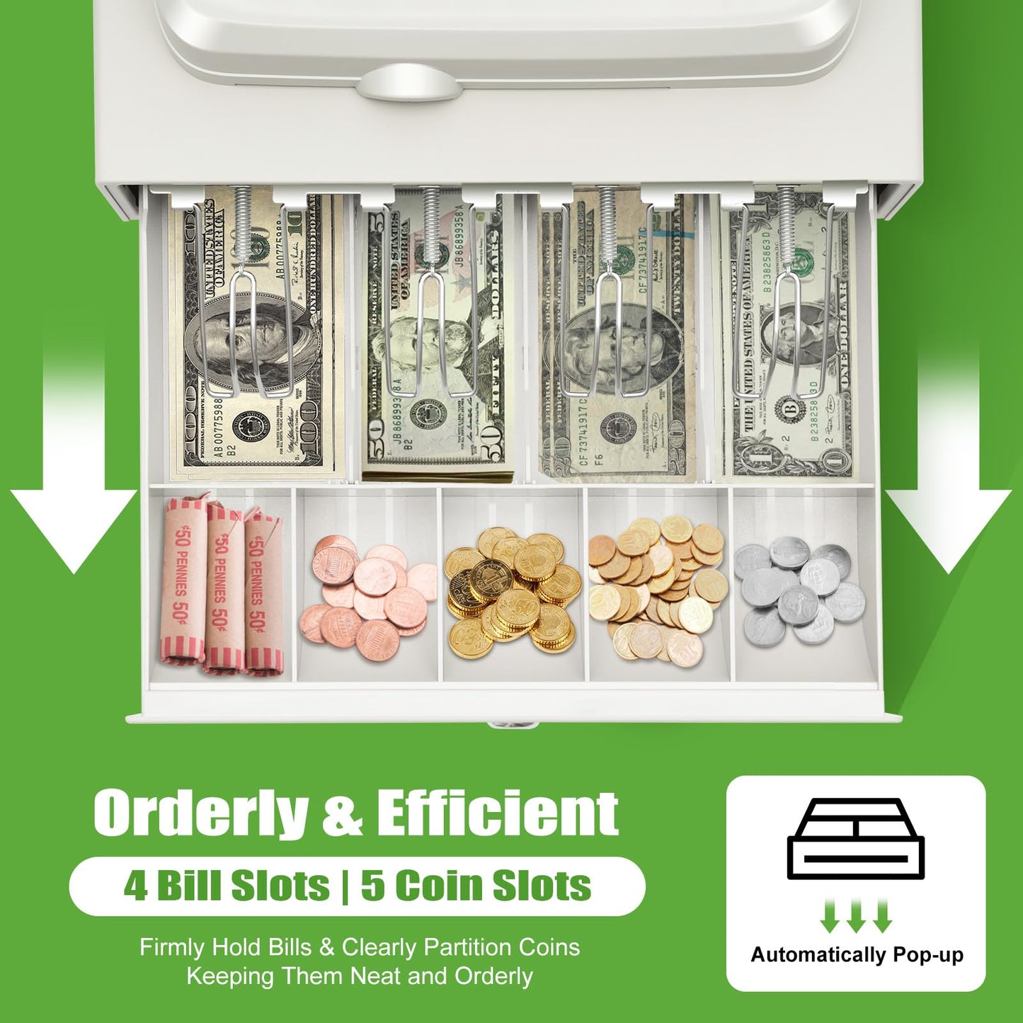 Cash Register, 48 Keys Cash Registers with Drawer with Integrated Structure and Emergency Switch Classified Storage Electronic Cashs Register for Catering Supermarkets Clothing Stores Hamburger Stores