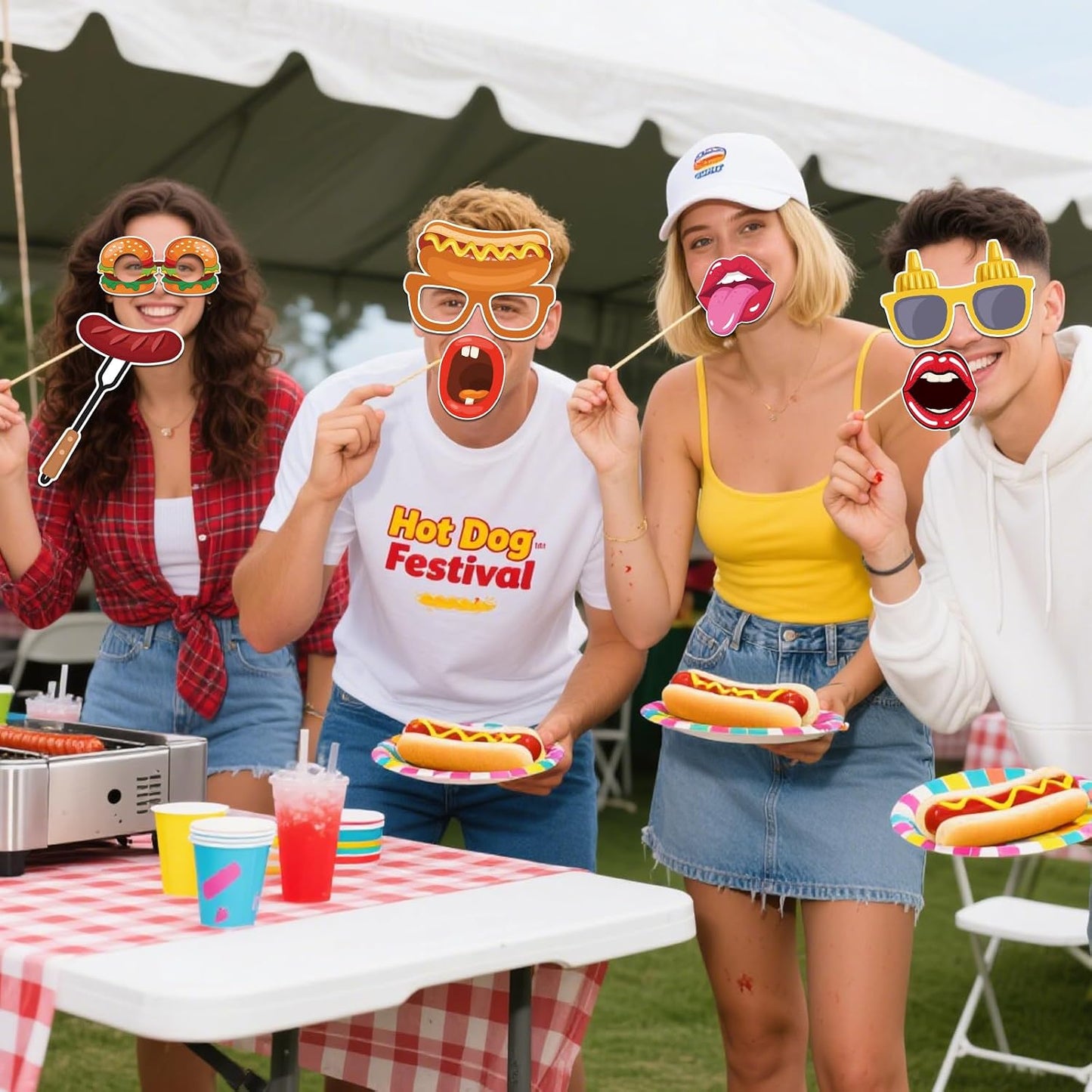 BOBYIYI 25pcs Hotdog Photo Props Hot Dog Party Decorations Hot Dog Bar Fiesta Celebration BBQ Party Fun Food Sausage