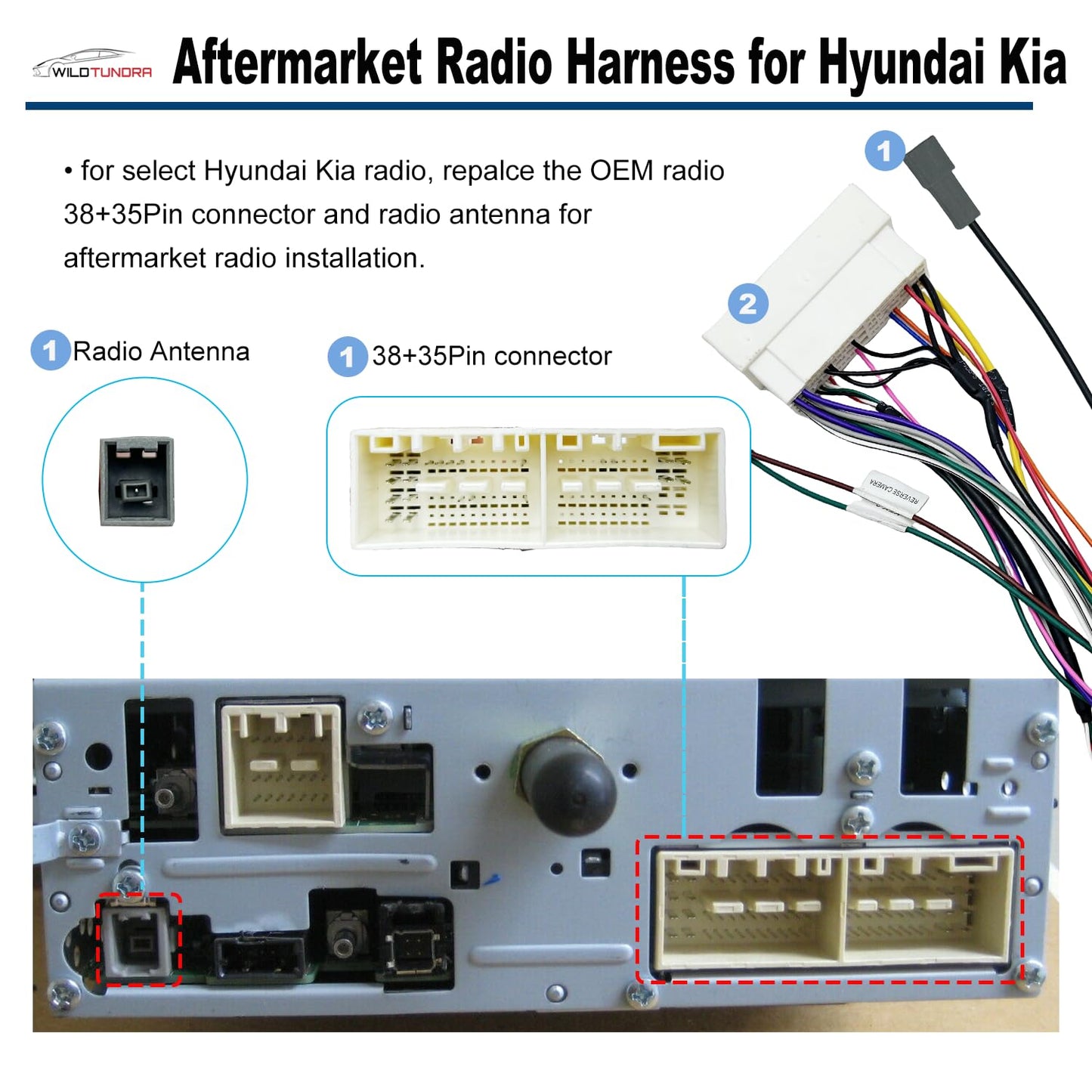 16Pin 2015-2020 2016-2020, 16Pin K2 K3 K4 ISO Aftermarket Radio Harness Adapter for Hyundai KIA Android Car Stereo