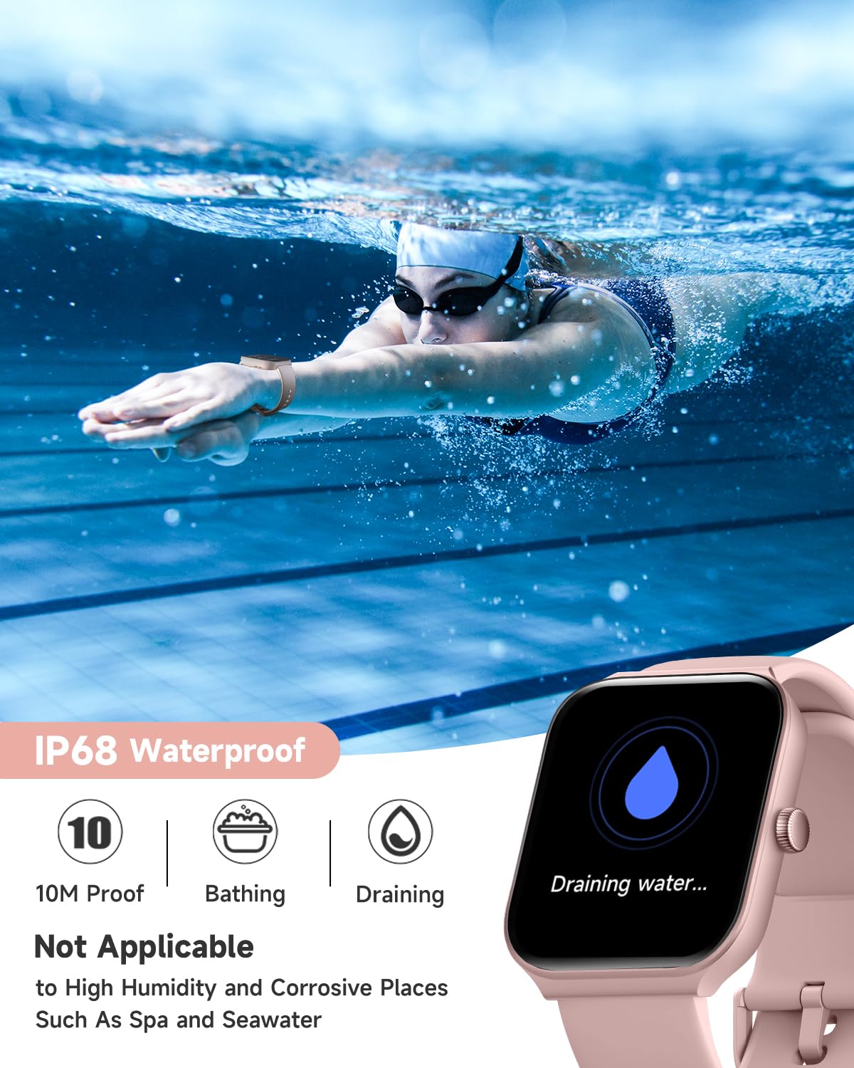TOOBUR Smart Watch for Women Alexa Built-in, 1.95" Fitness Tracker with Answer/Make Calls, IP68 Waterproof/Heart Rate/Sleep Tracker/100 Sport Modes, Fitness Watch Compatible Android iOS
