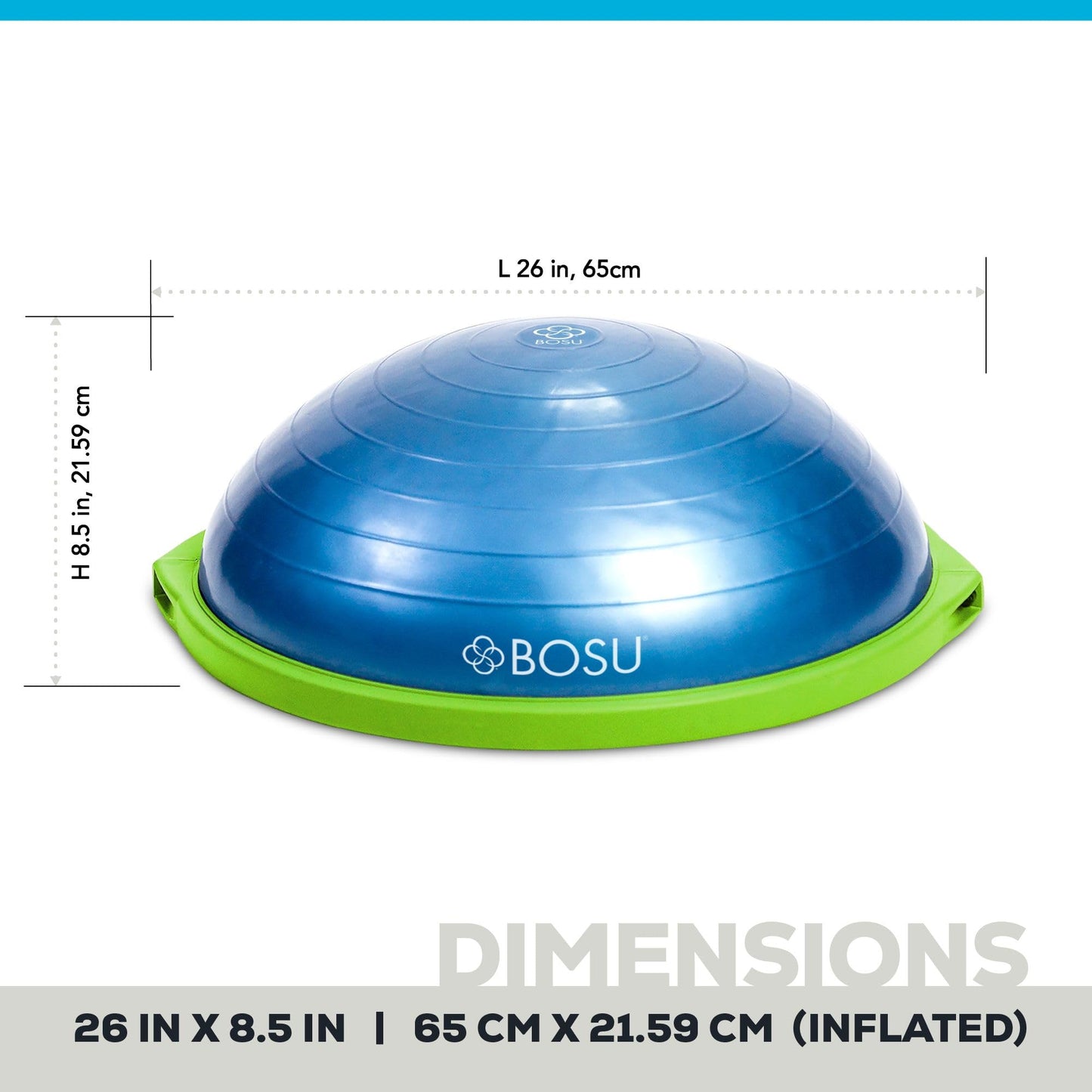 Bosu Home Gym Equipment the Original Balance Trainer Enhance Workout, Strength, Balance, and Flexibility with 26 Inches Diameter, Blue and Green