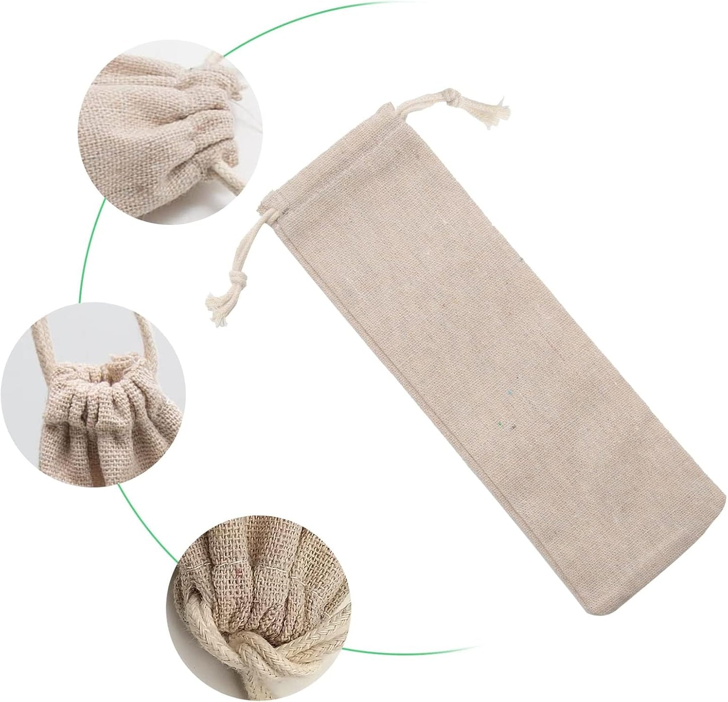 Saihisday Portable Cotton & Linen Pouch Bags - 20 Pcs Drawstring Cases for Straws & Cutlery Storage