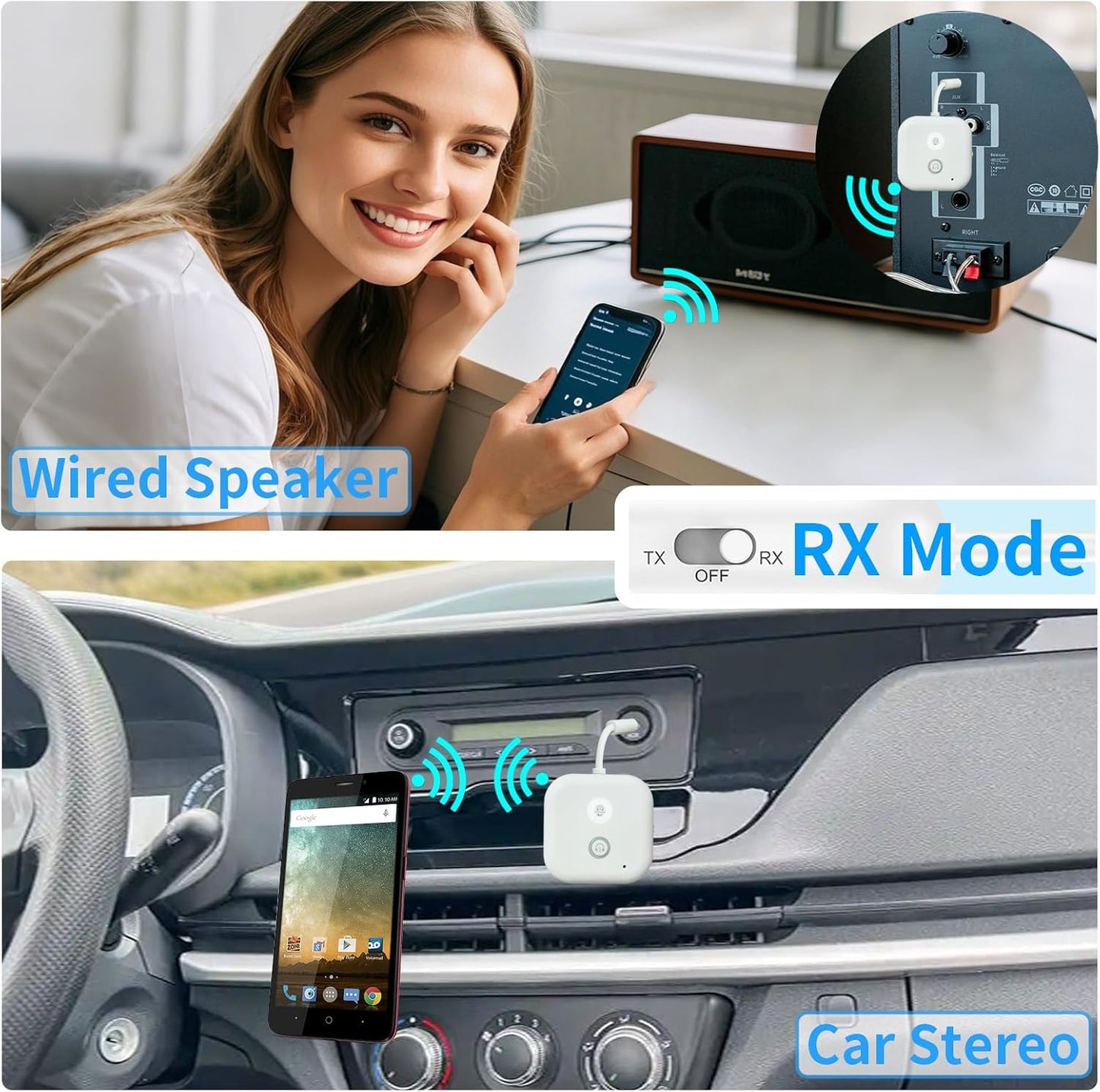 LENDAWAY 5.4 2 Bluetooth Transmitter Receiver,Airplane Bluetooth Audio Adapter,Wireless Audio Transmitter