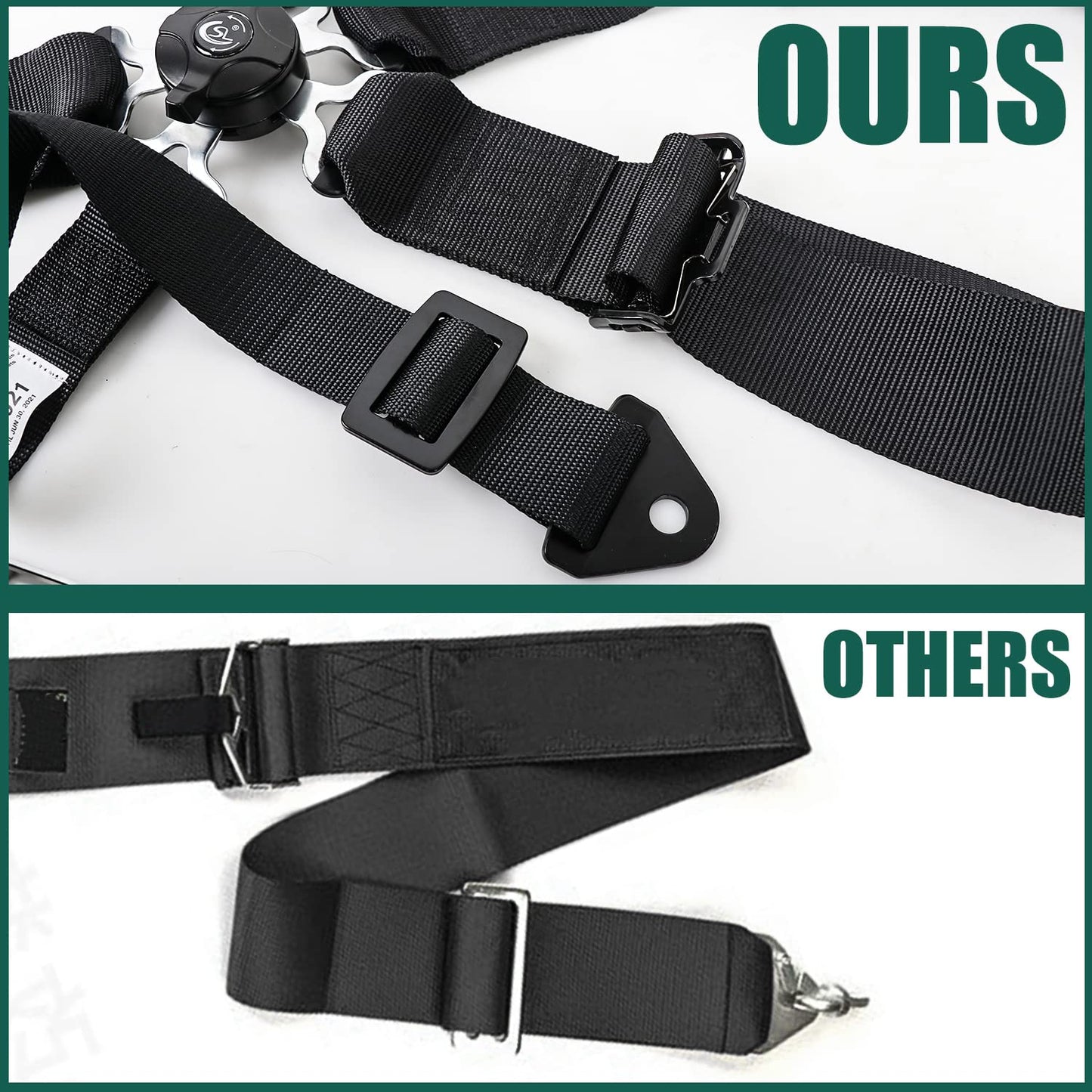 BESTZHEYU 5-Point Racing Harness SFI, 1PC Black Racing Belts 5 Point Harness Sets with Ultra Comfort Heavy Duty 3 Inch Shoulder Pads