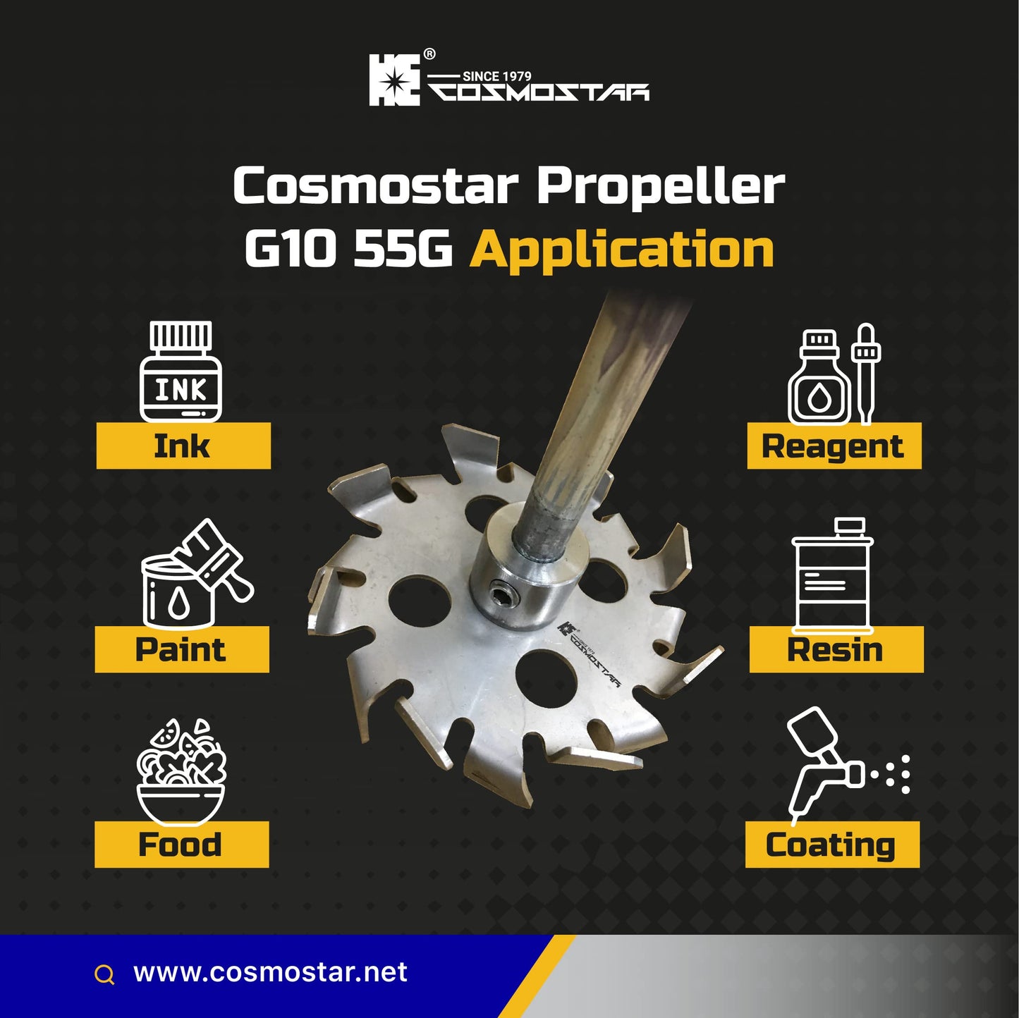 Cosmostar Stainless Steel Mixing 2 Gear Blades 55 Gallon Paint Mixer Stirring Propeller Tools for Paint Epoxy, Resin, Silicone Stirrer Paddle with OD: 0.47” Shaft Rod, Gear OD: 3.9" (2 Blades)