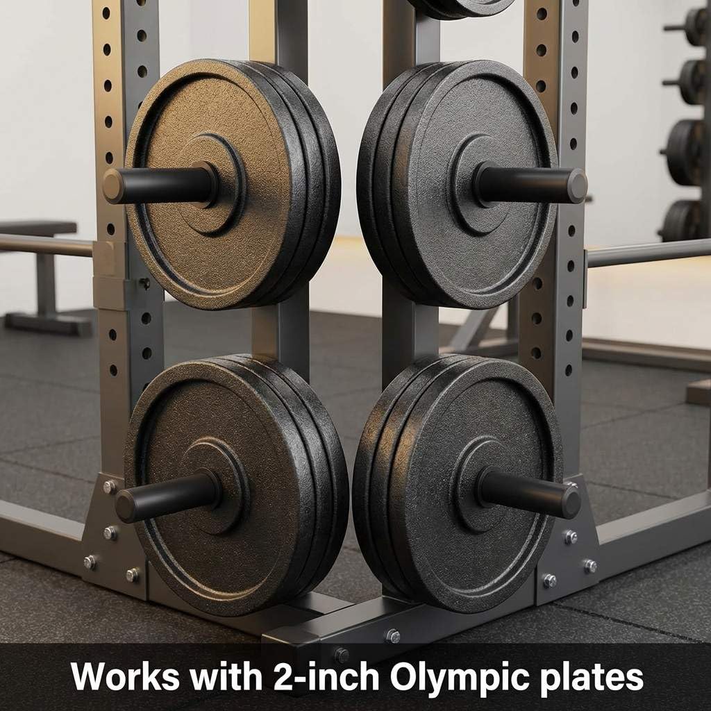 QWORK Adapter Sleeves 1" to 2" – 8" Length, 2 Pairs, 600 lbs Load, Locking Bolt & Caps for Racks, Bars & Plates