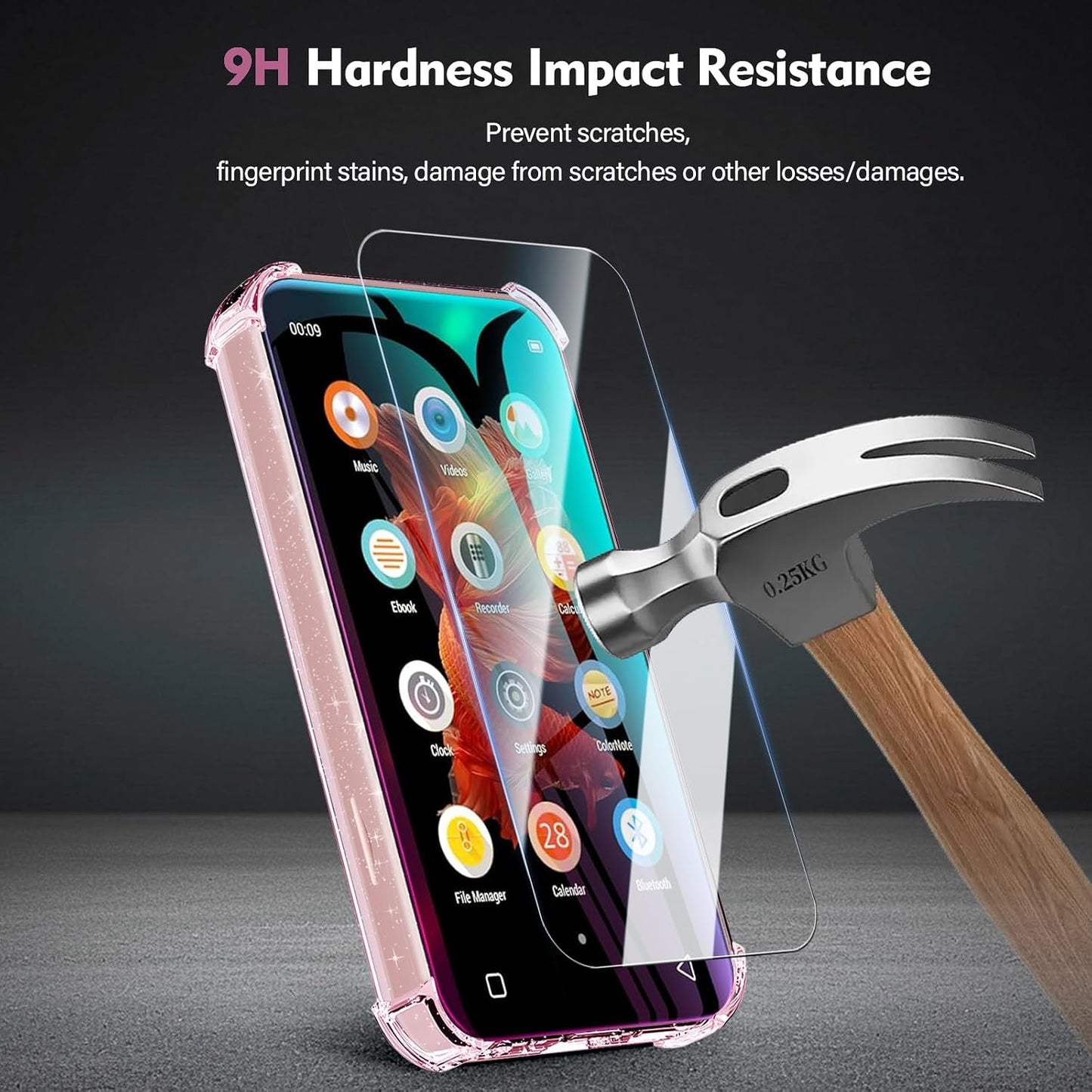 Aippdo G1 G3 MP3 2 1 SetTPU 9H 2 Pack Case and Tempered Glass Screen Protector for innioasis Player in Clear Cover,Anti