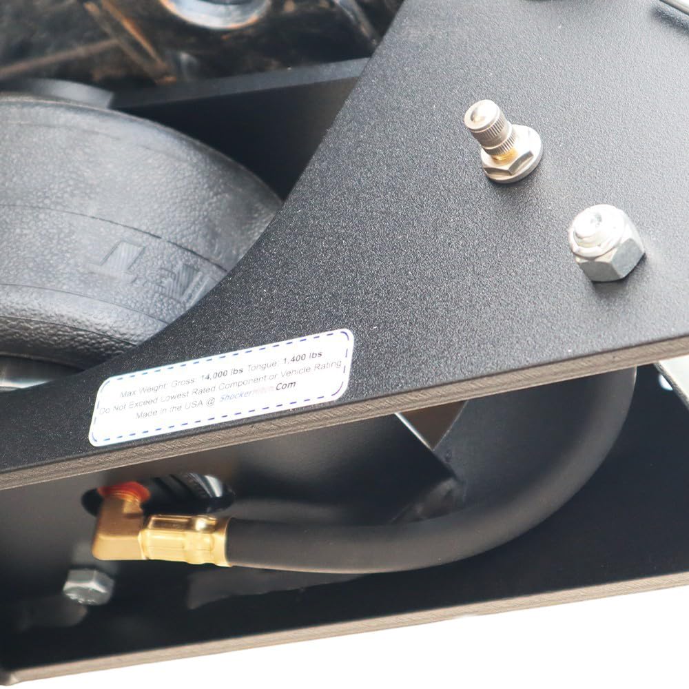Shocker Max Black Air Ride Hitch with Black Combo 2" & 2-5/16" Balls, Fits 2" Hitch - 14,000 lbs