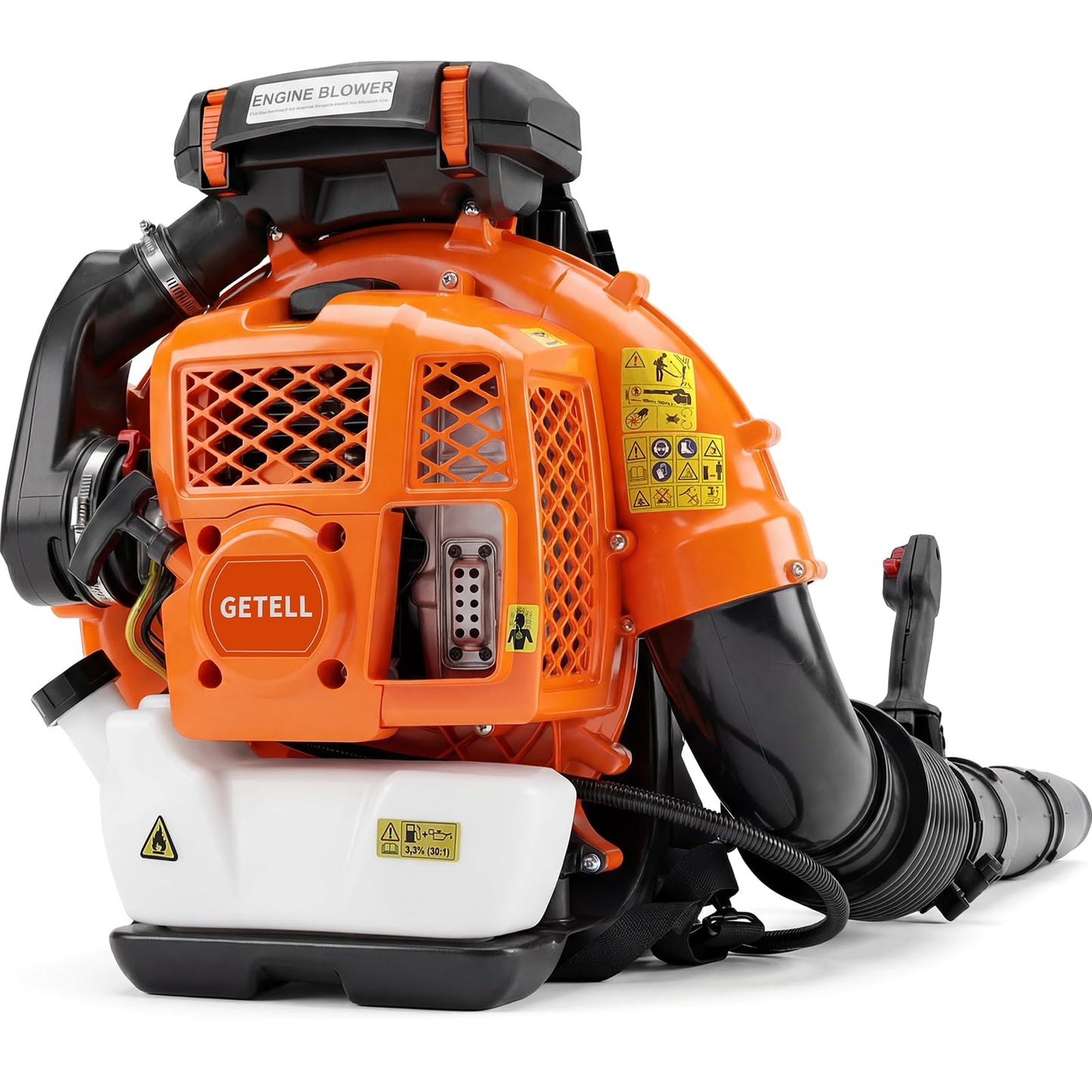 80cc Gas Backpack Leaf Blower, 900CFM 206MPH 2-Stroke Engine, Heavy-Duty Leaf & Snow Blower for Lawn, Garden & Commercial Use (Orange)